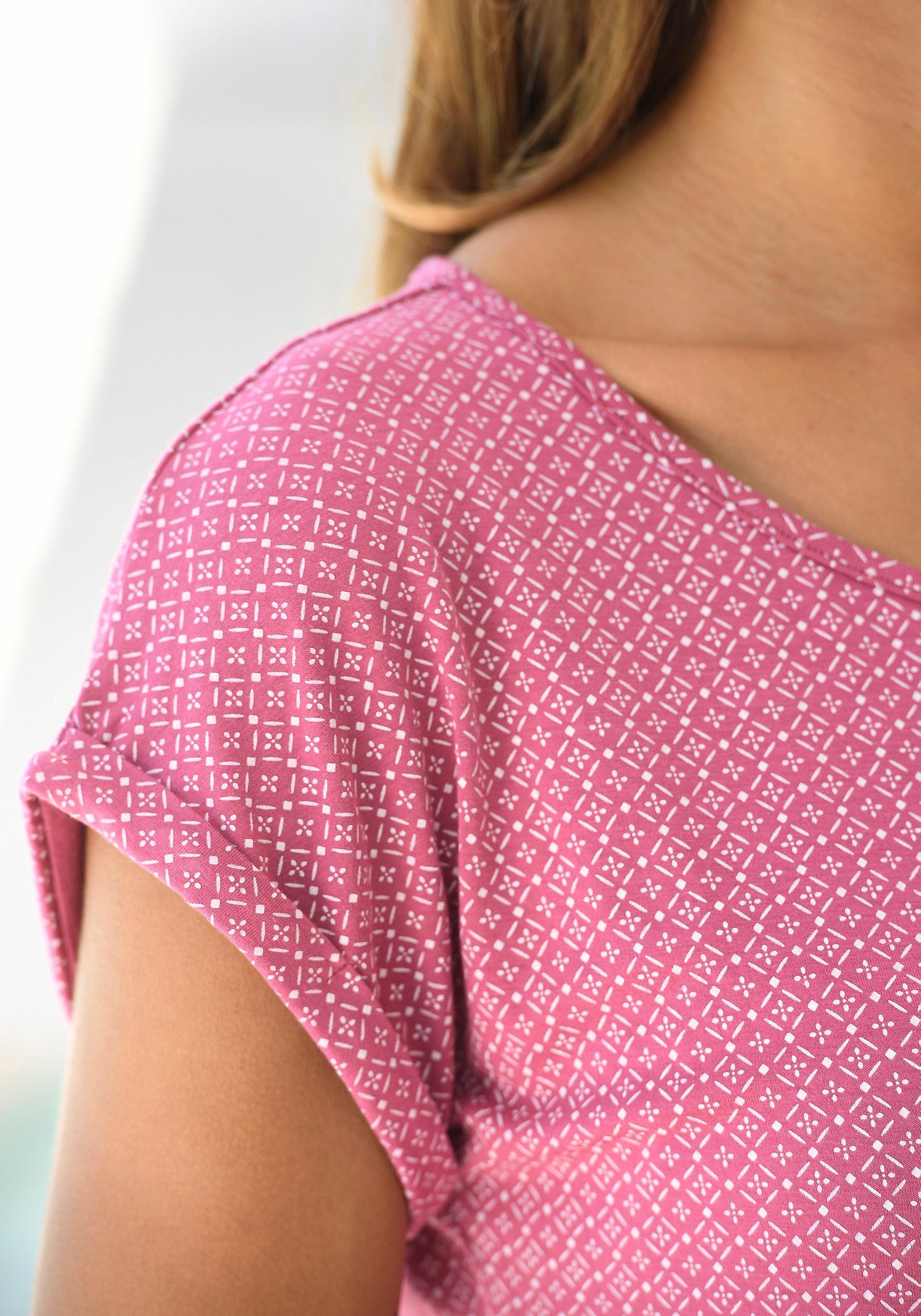 Lascana Shirt met korte mouwen Met modieuze cut out van zachte viscose-stretch (Set van 2)