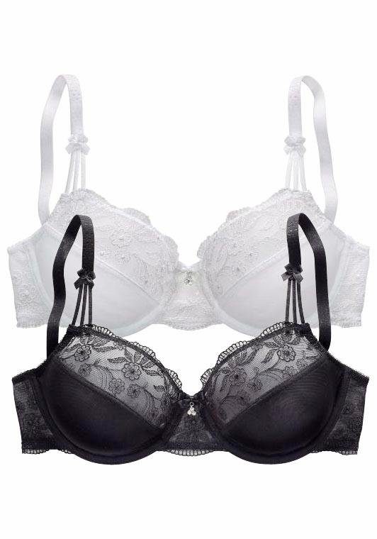 Nuance Beugel-bh met mooie borduurkant, dessous (Set van 2)