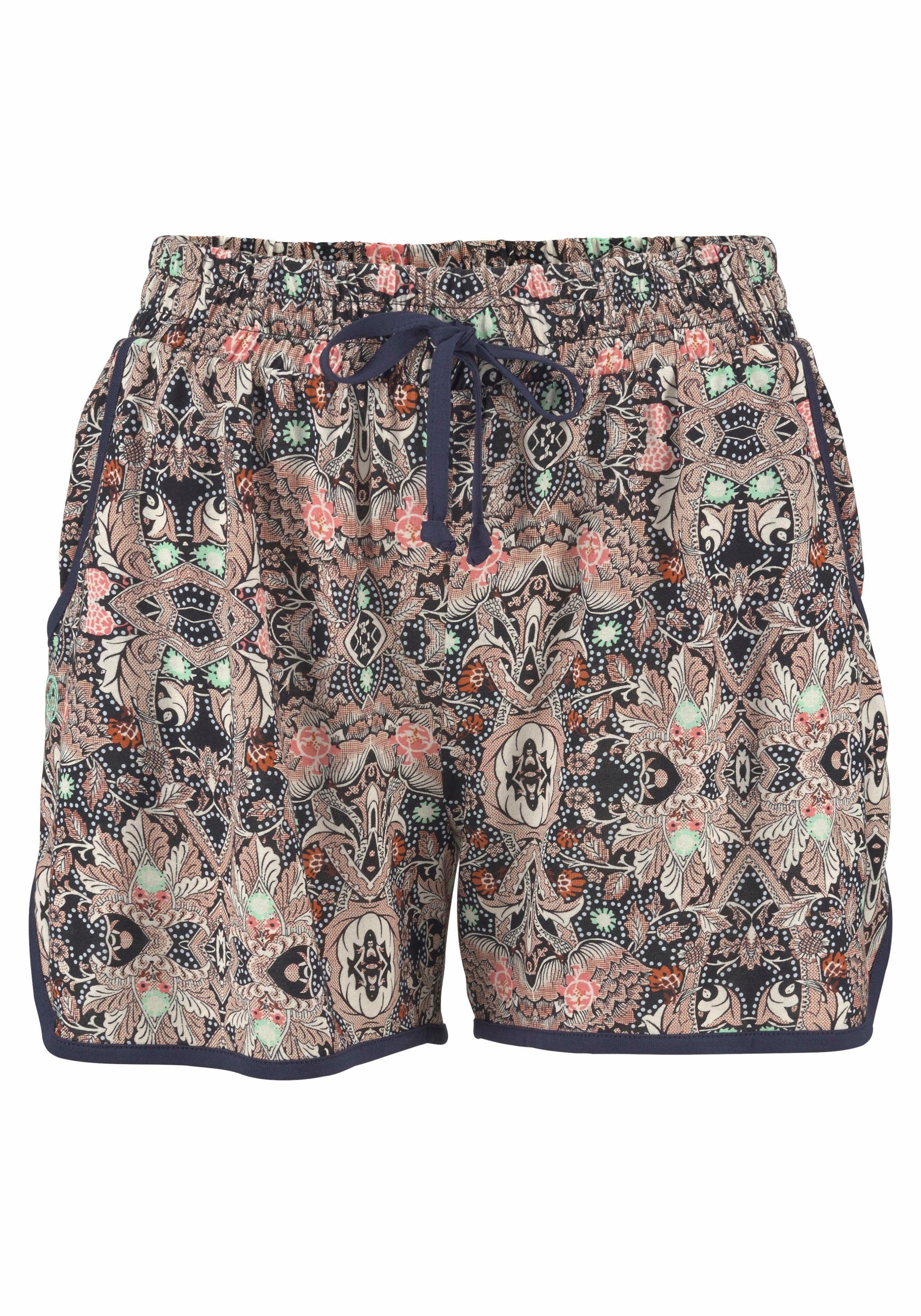 s.Oliver RED LABEL Beachwear Strandshort met etnische print en zakken, elastische tailleband, korte broek