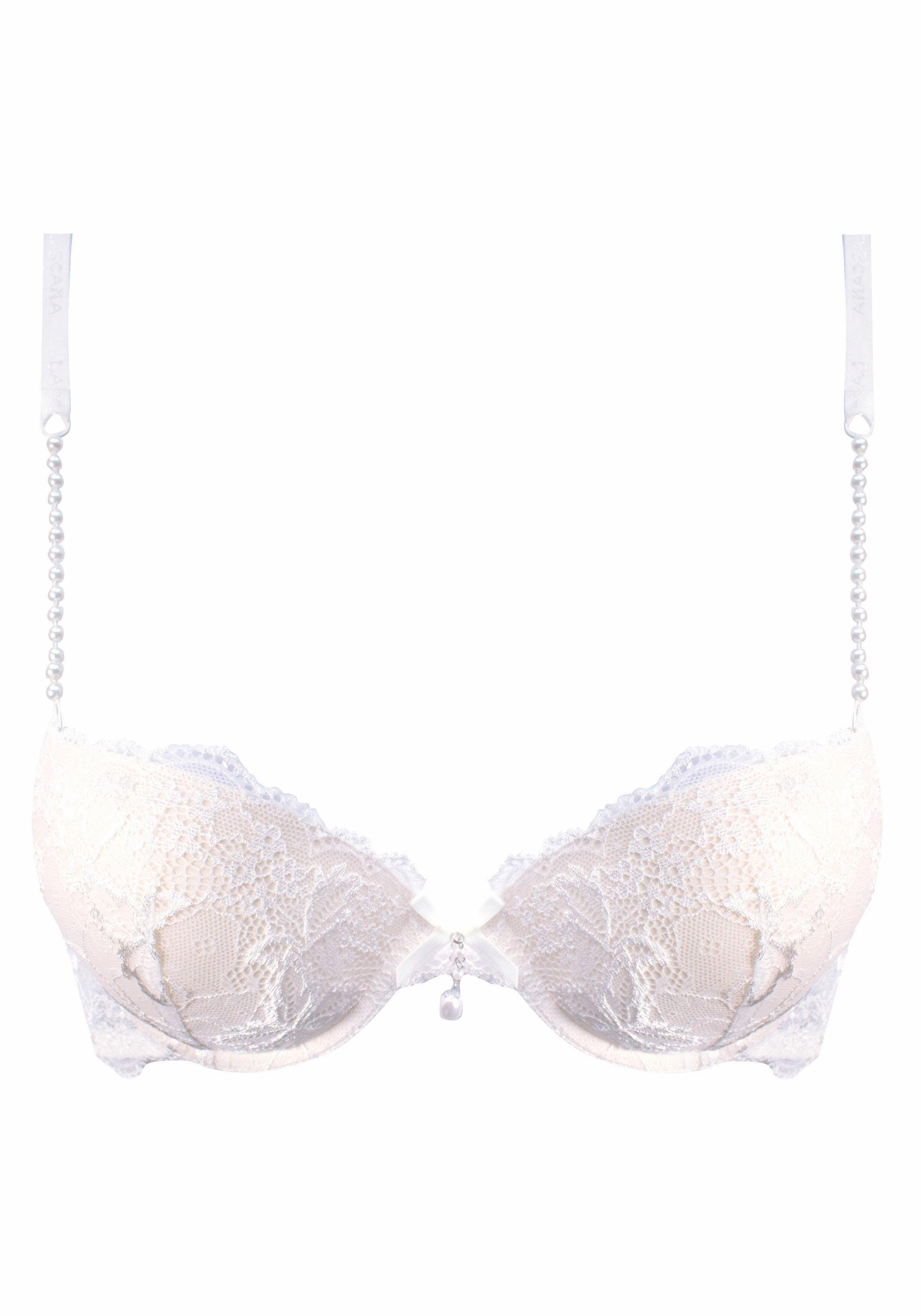 Lascana Push-up-bh met elegante kralendetails, sexy dessous push-up bh's maat 85 A beige