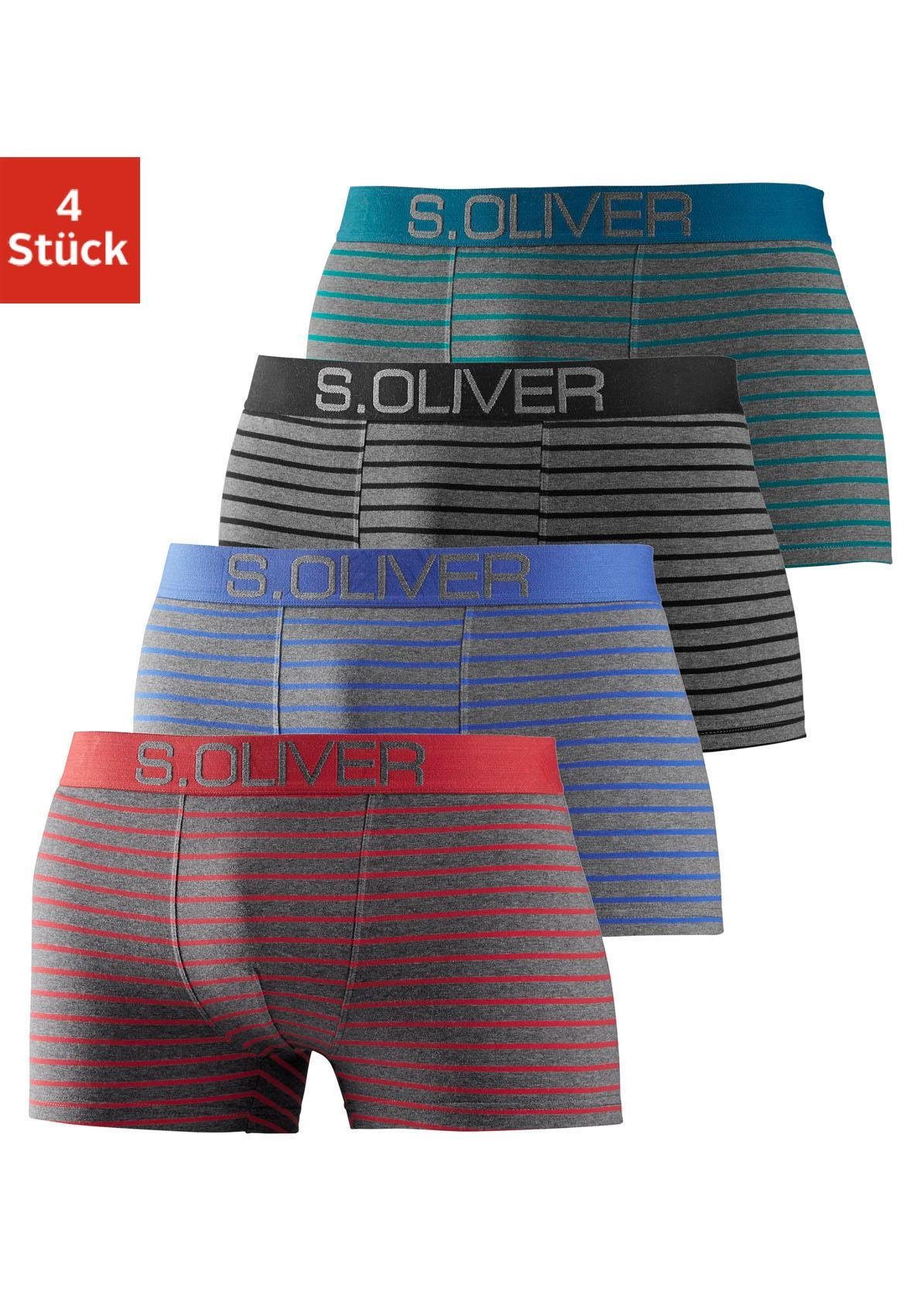 s.Oliver RED LABEL Beachwear Boxershort voor heren met contrastkleurige weefband (set, 4 stuks)