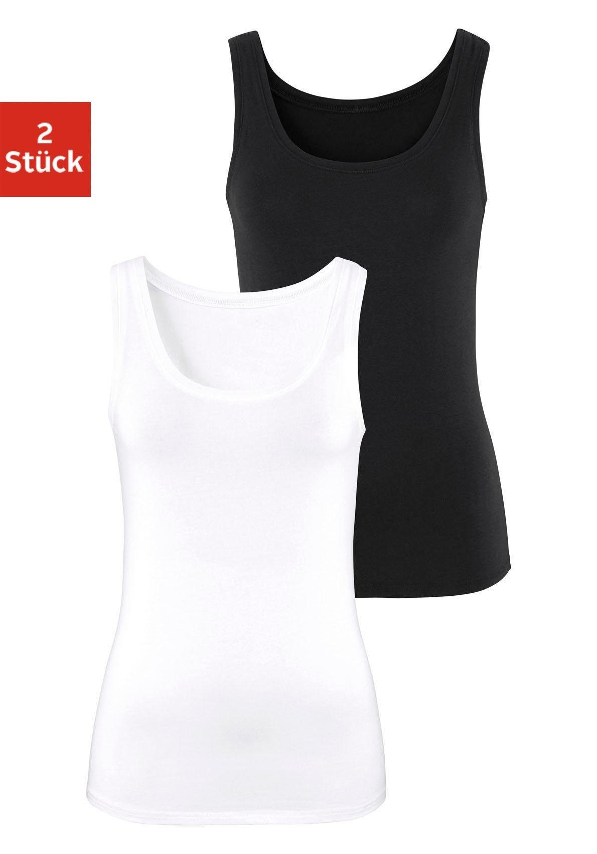 Vivance Tanktop Elastische katoenkwaliteit gemaakt van elastische katoenen stof, strandtop (Set van 2)