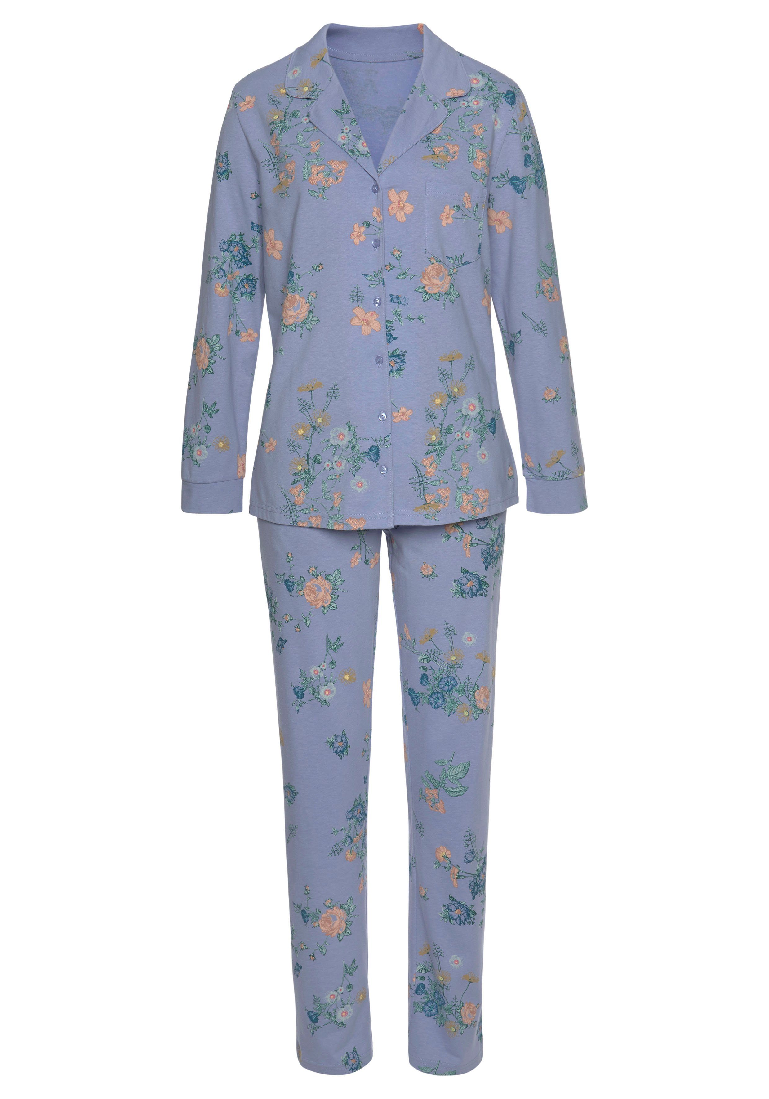 Vivance Dreams Pyjama met bloemenprint (2-delig, 1 stuk) pyjama's maat 32/34 paars