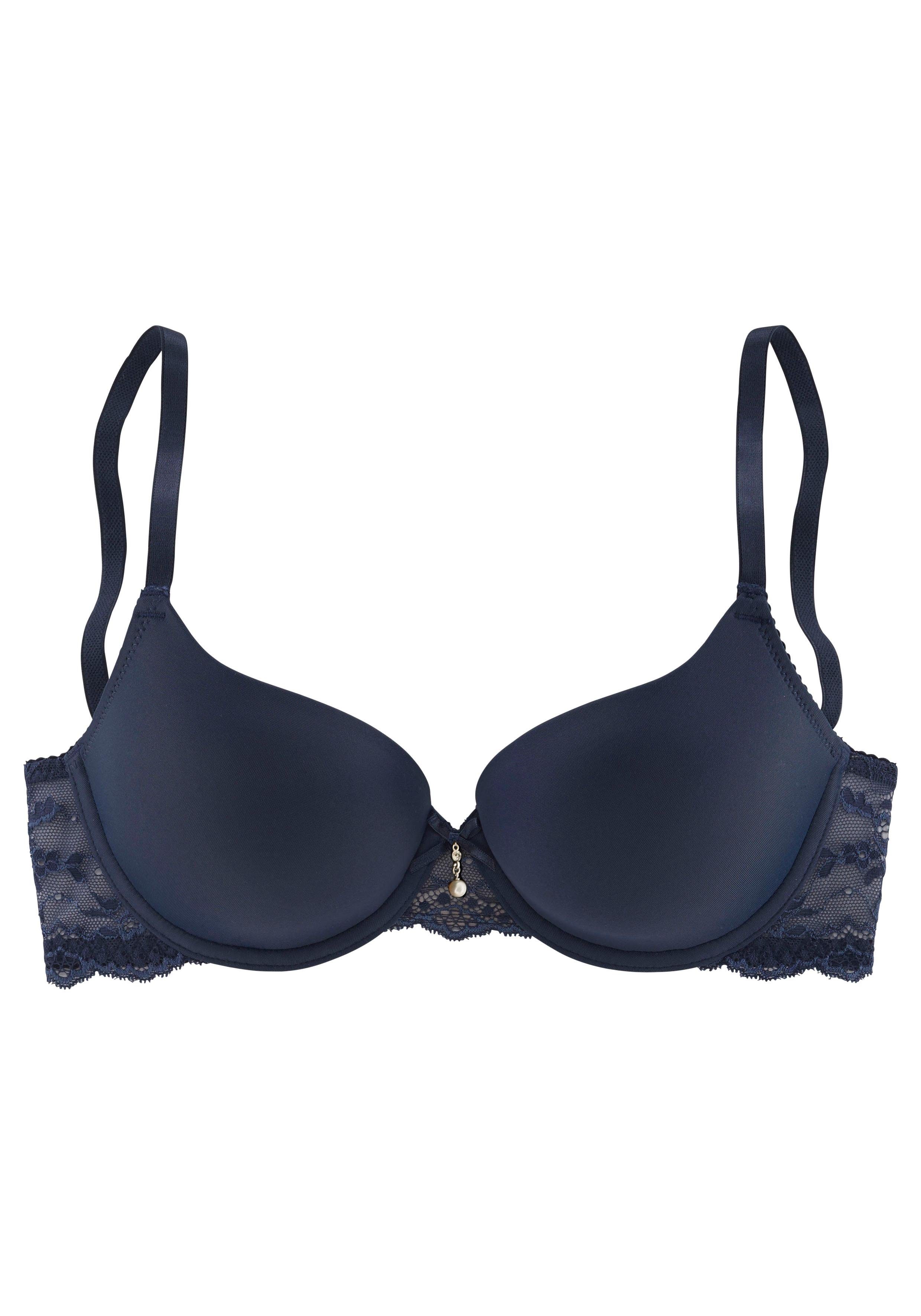 Lascana Bh met steuncups Nina Dessous met beugel, naadloze cups en kant opzij, dessous beugel bh's maat 70 F blauw
