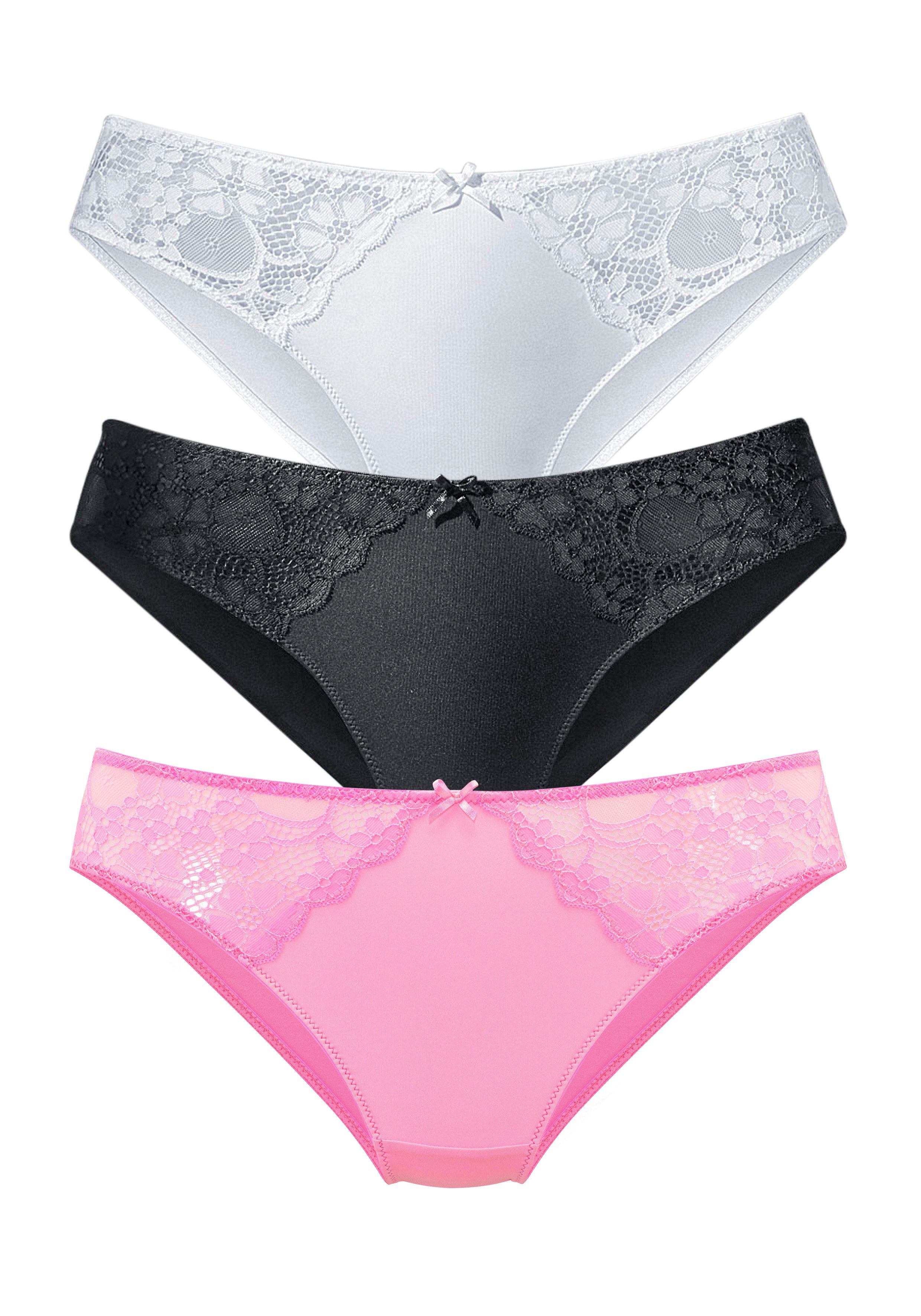 Petite fleur Slip met iets transparante jacquard-kant aan beide kanten opzij (3 stuks)