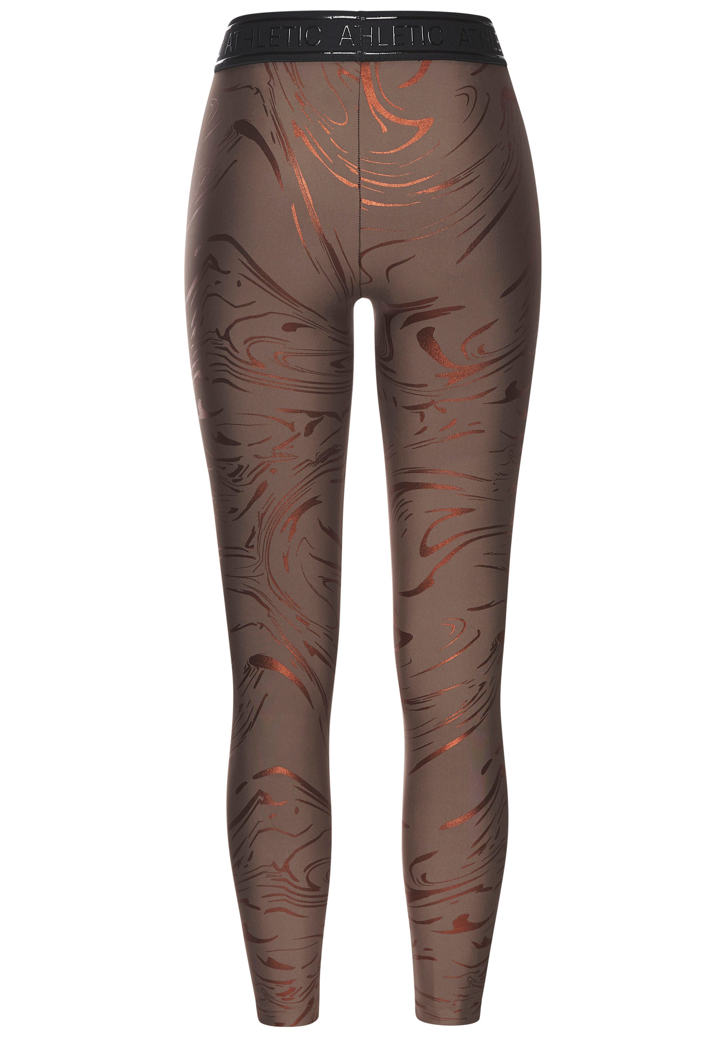 active by Lascana Functionele legging Sportleggings met glanzende print en 3D-tekst