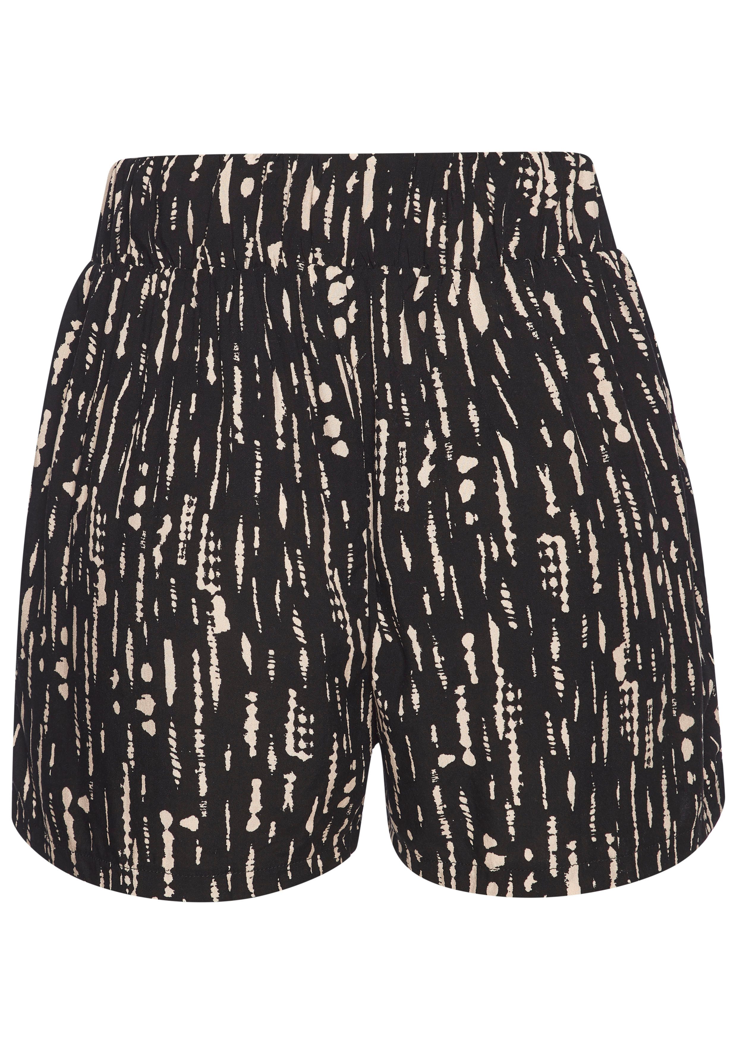 s.Oliver RED LABEL Beachwear Geweven short met all-over print en strikceintuur, korte broek, losse pasvorm