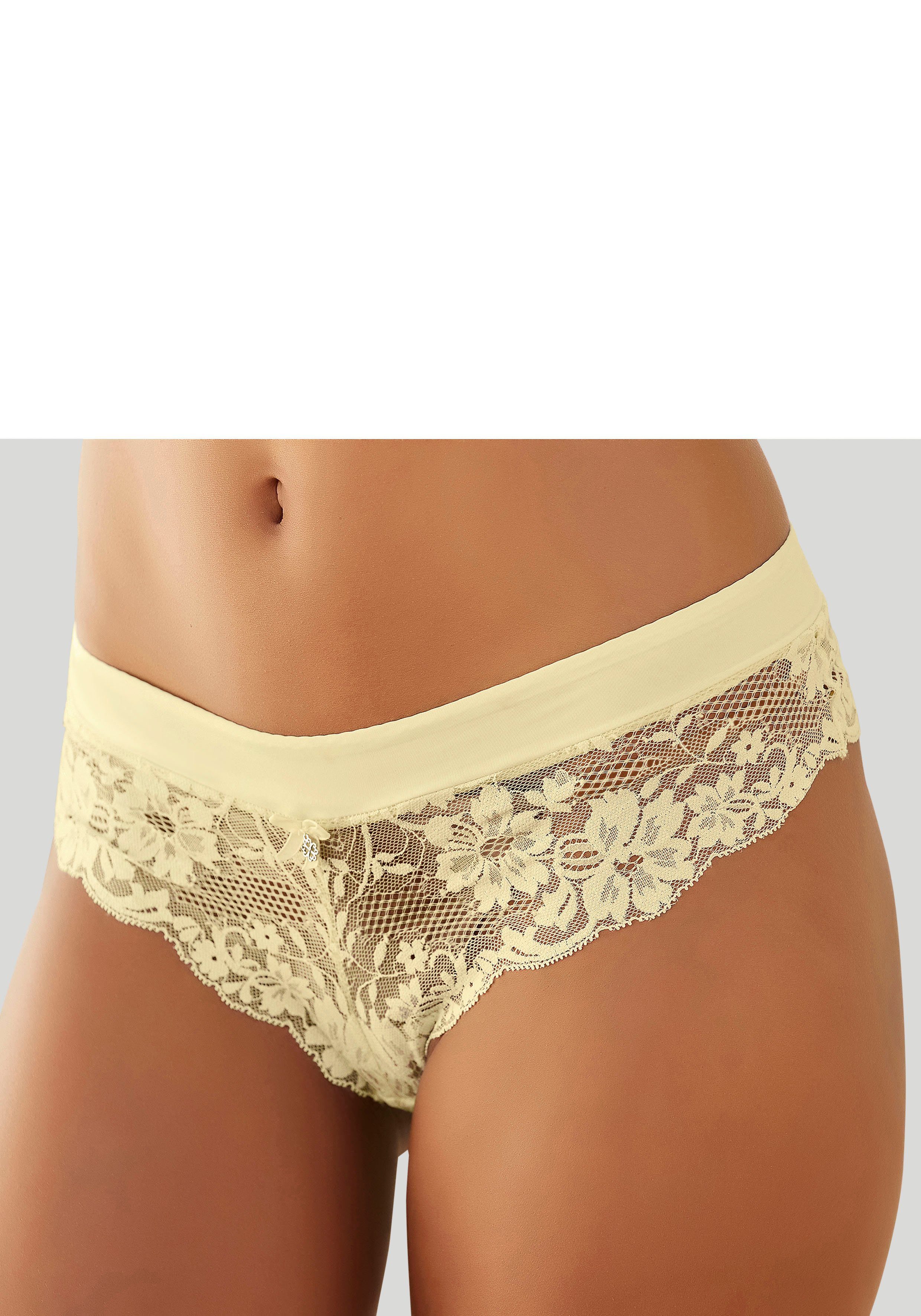 Lascana String van gebloemd kant met een brede band