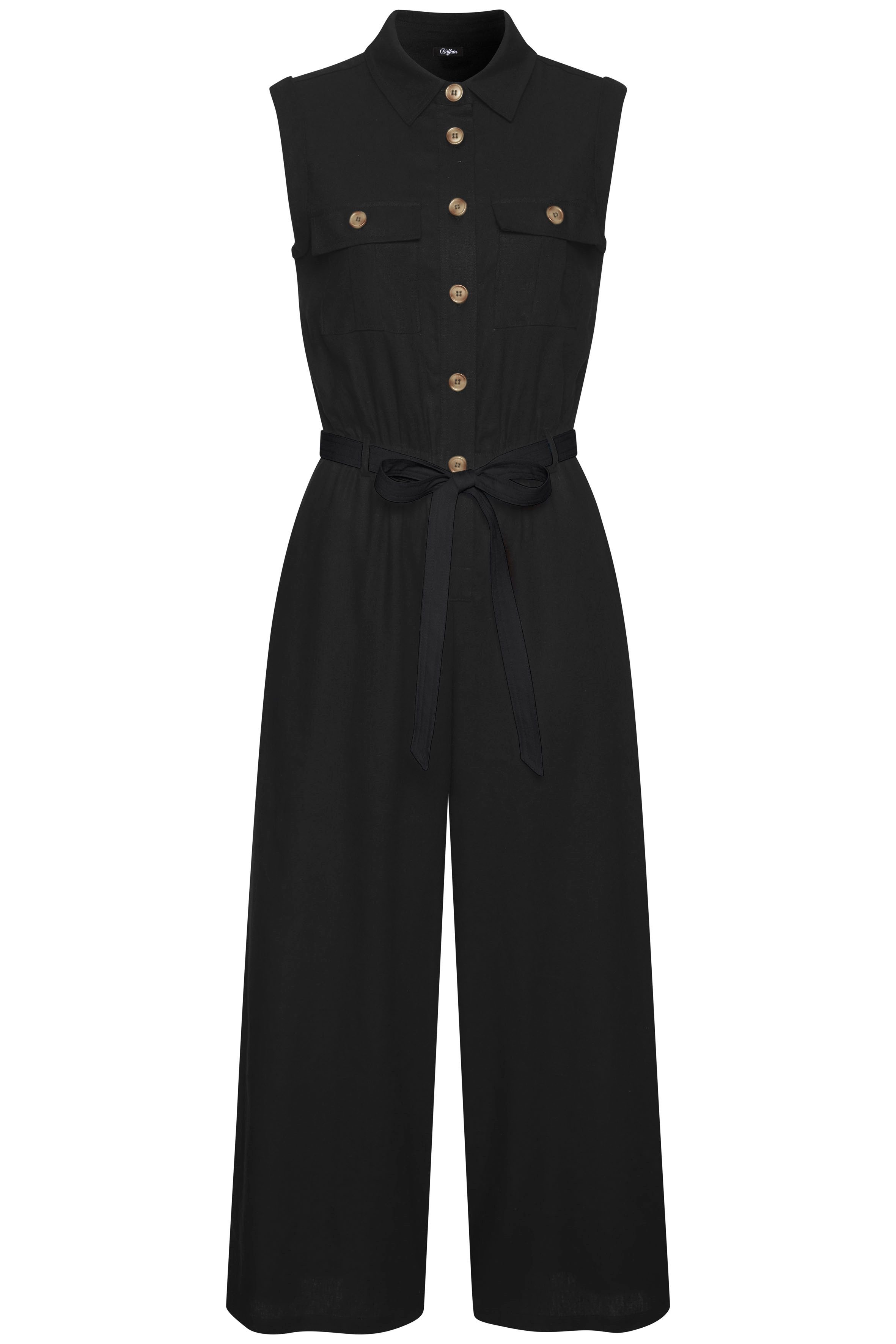 Buffalo Jumpsuit van linnenmix, zomerse jumpsuit met zakken (Met een bindceintuur)