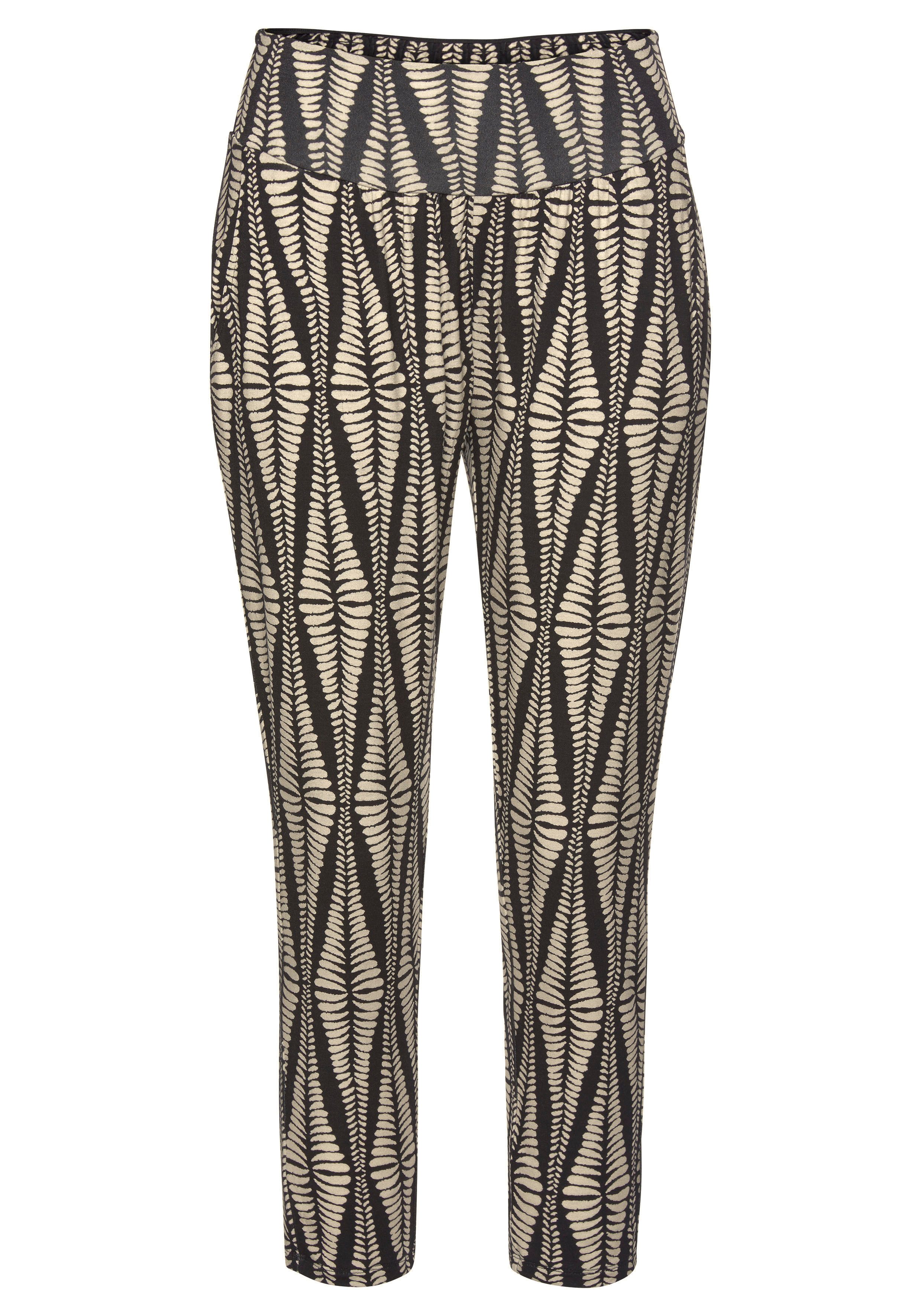 Lascana 7/8-broek met brede tailleband en all-over print, lichtgewicht jersey broek, zomerbroek