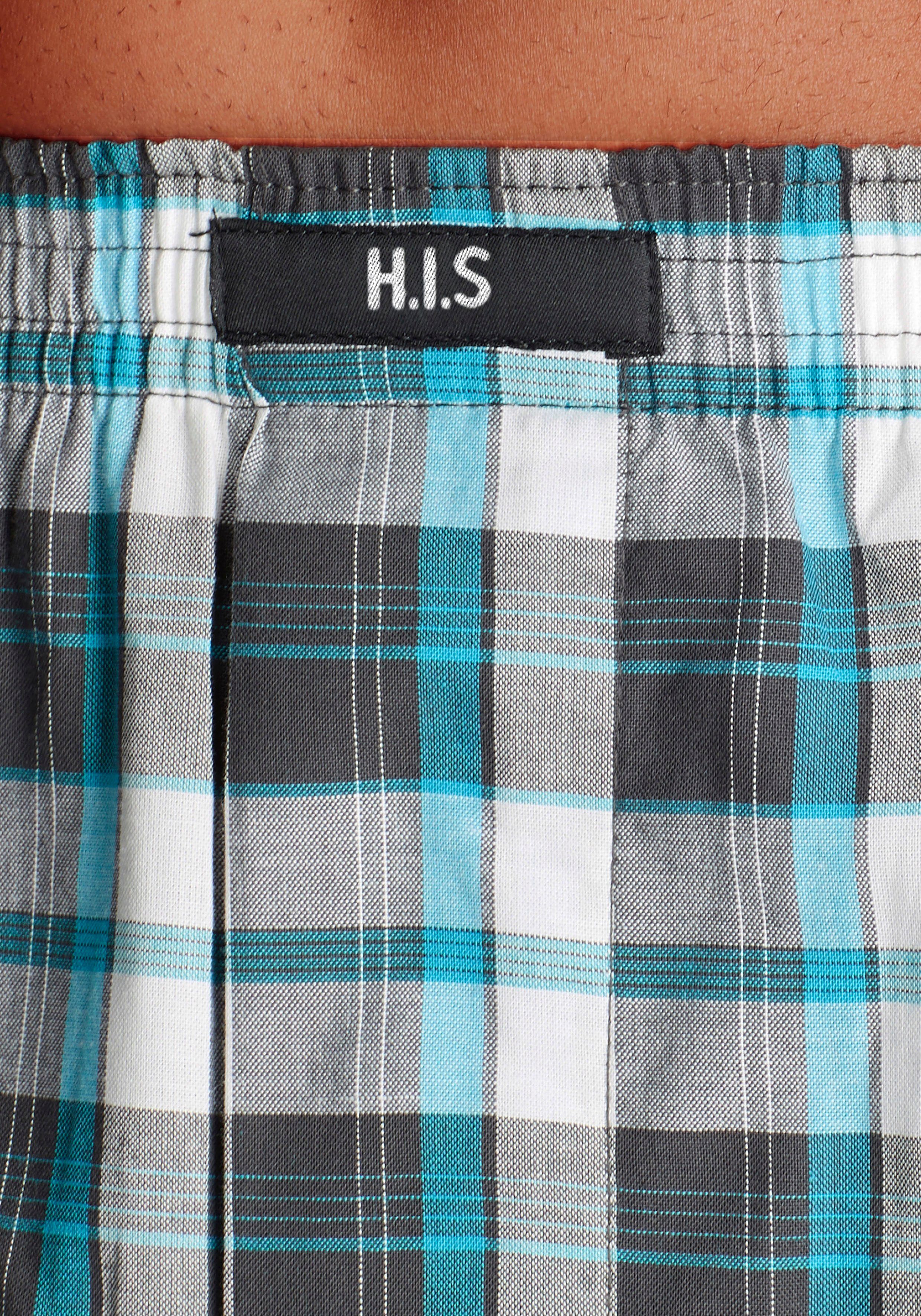 H.I.S Geweven boxershort prettige pasvorm met trendy ruit- of streepdessin (set, 3 stuks)