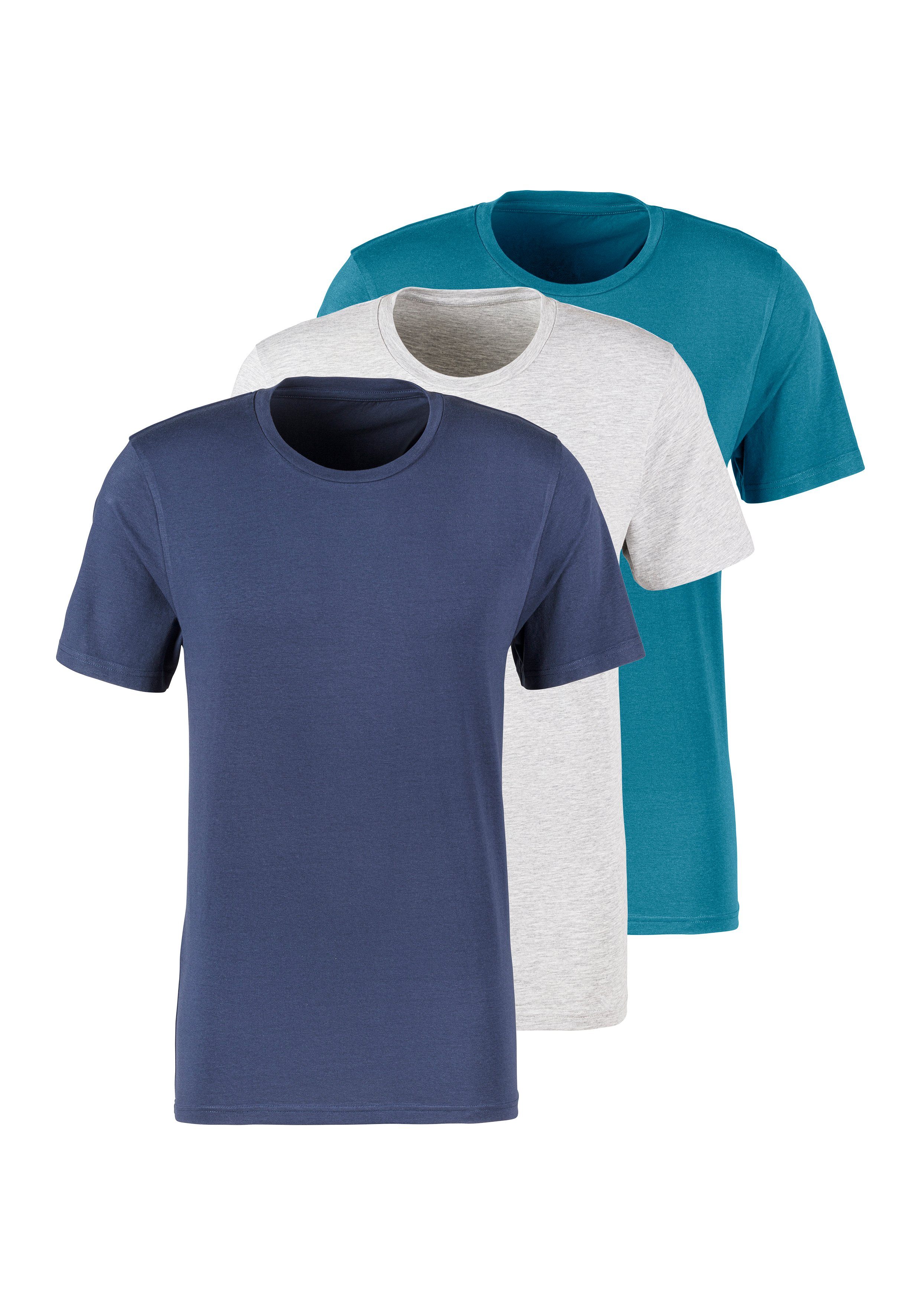 Bruno Banani T-shirt met ronde hals (set, 3-delig)