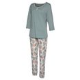 lascana pyjama met gedessineerde broek groen