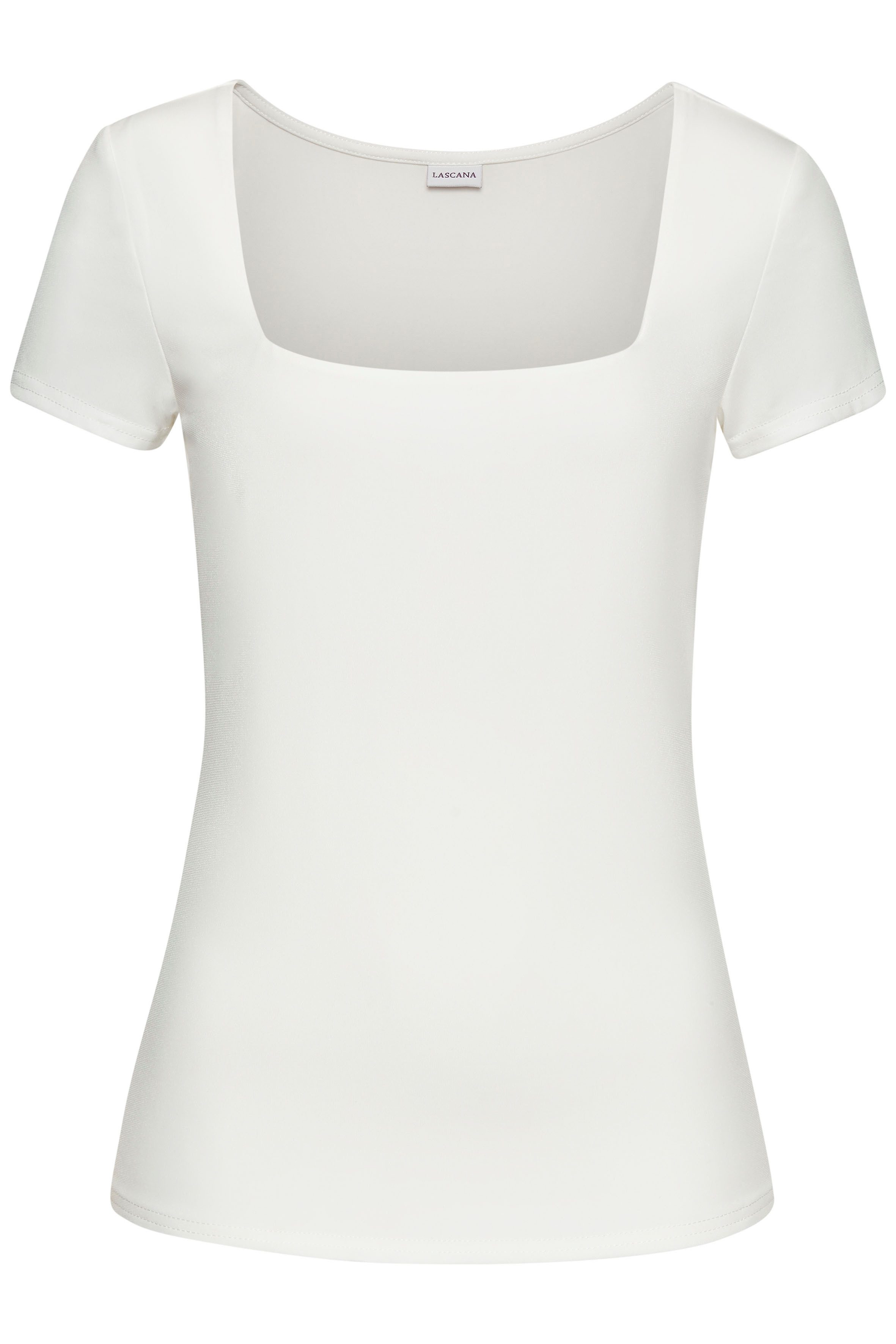 Lascana T-shirt van kreukvrij materiaal, elegant kortarmshirt, dubbelzijdig