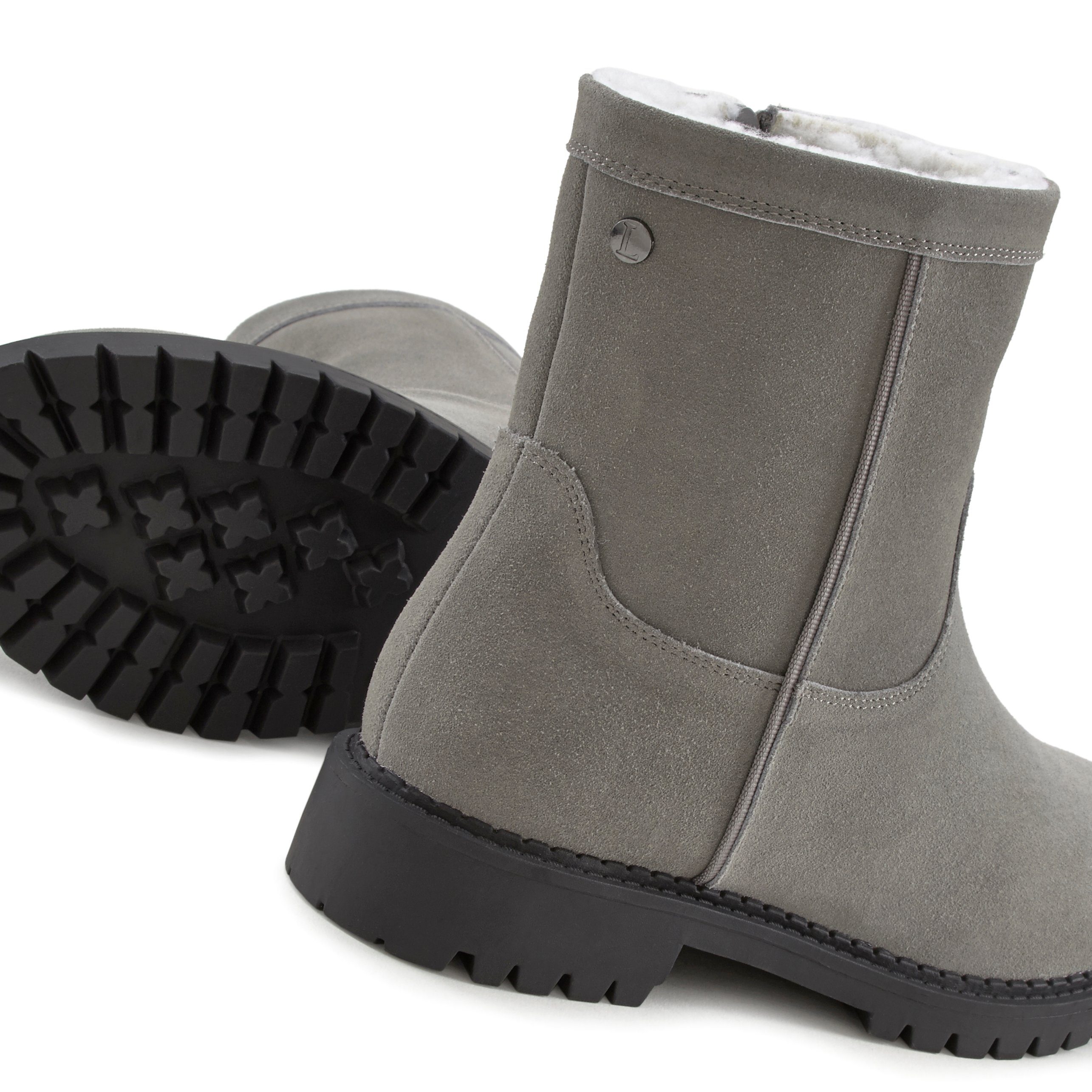 Lascana Winterlaarzen van leer, warme voering en profielzool, laarzen, snowboots, laarsjes
