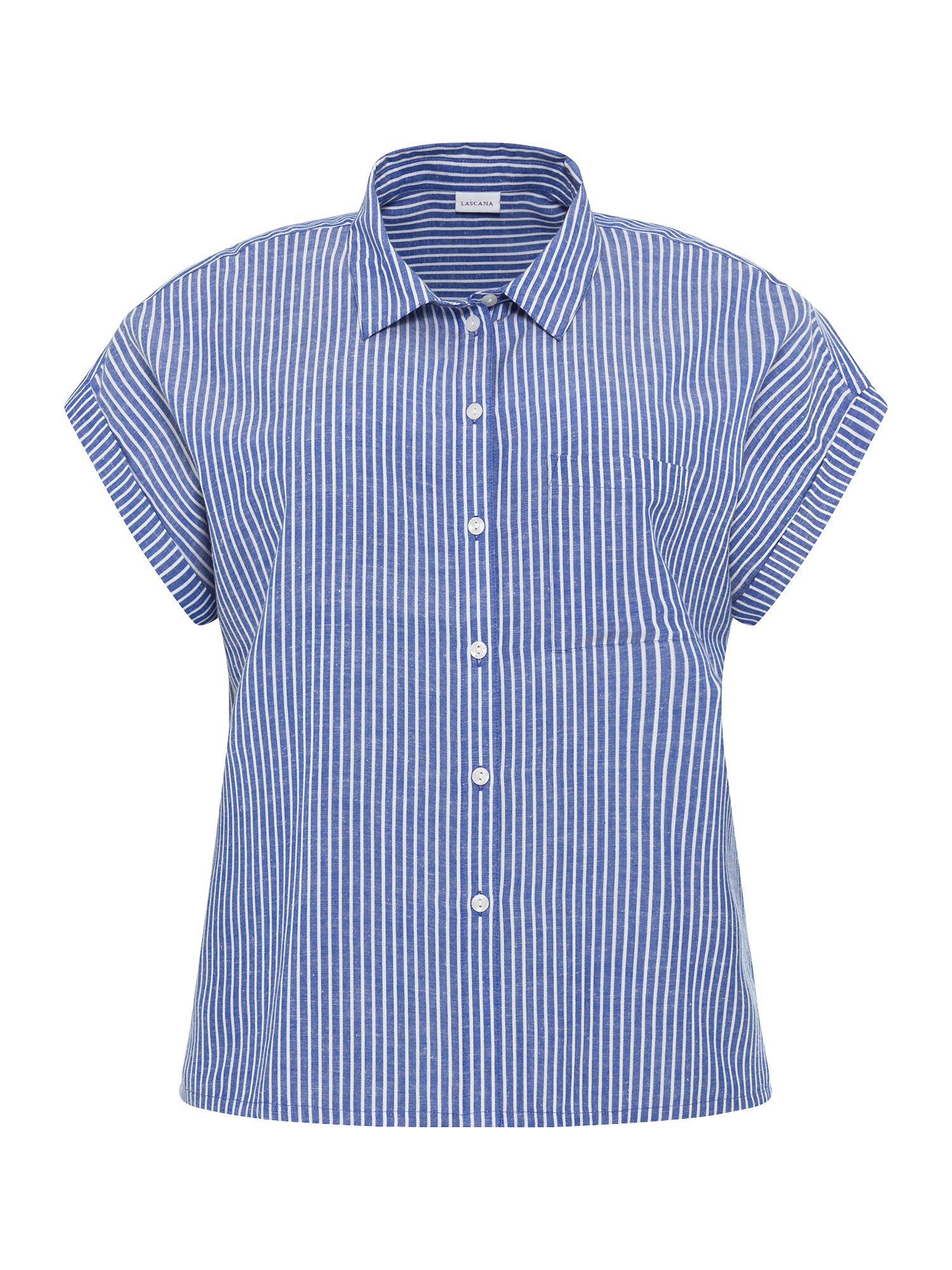 Lascana Overhemdblouse van mix van linnen met knoopsluiting, linnen blouse, blouse met korte mouwen