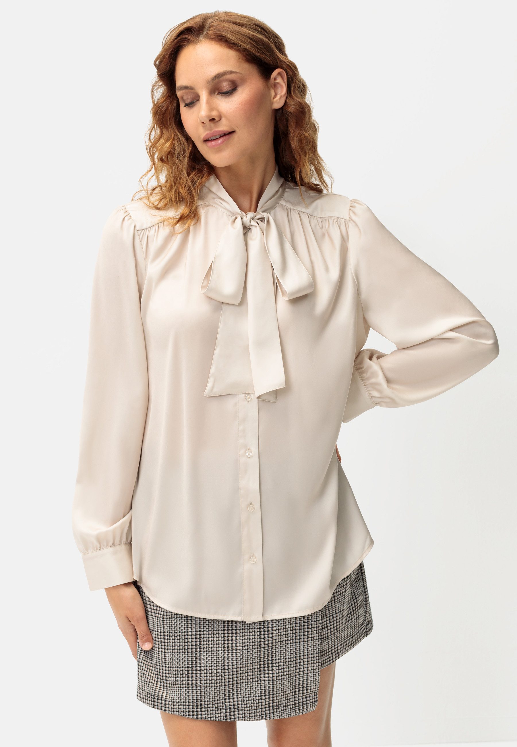 Buffalo Broekrok in wikkel-look met ruitpatroon, elegante skort met decoratieve knopen