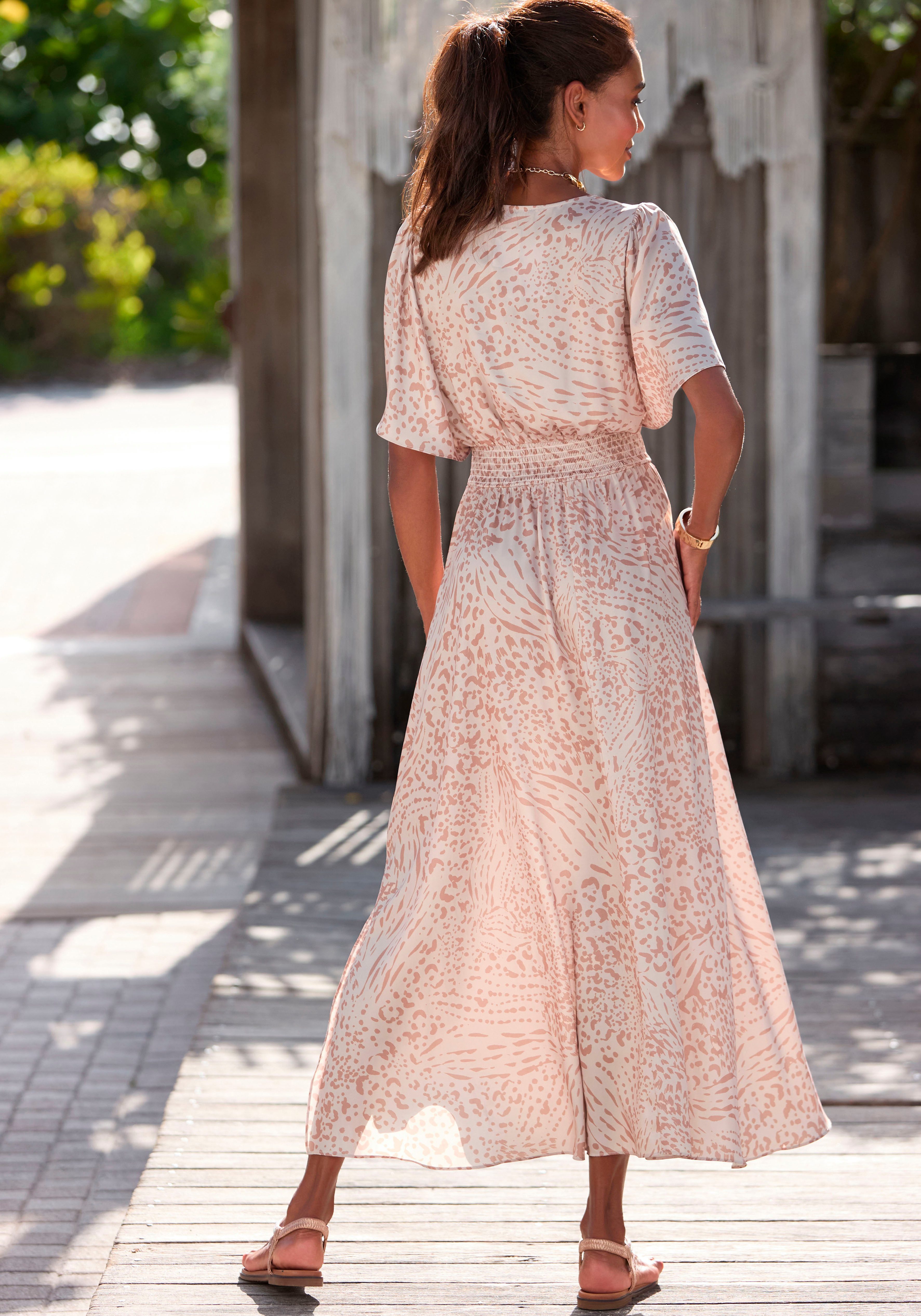 Lascana Maxi-jurk met dierenprint, luchtige zomerjurk met slits