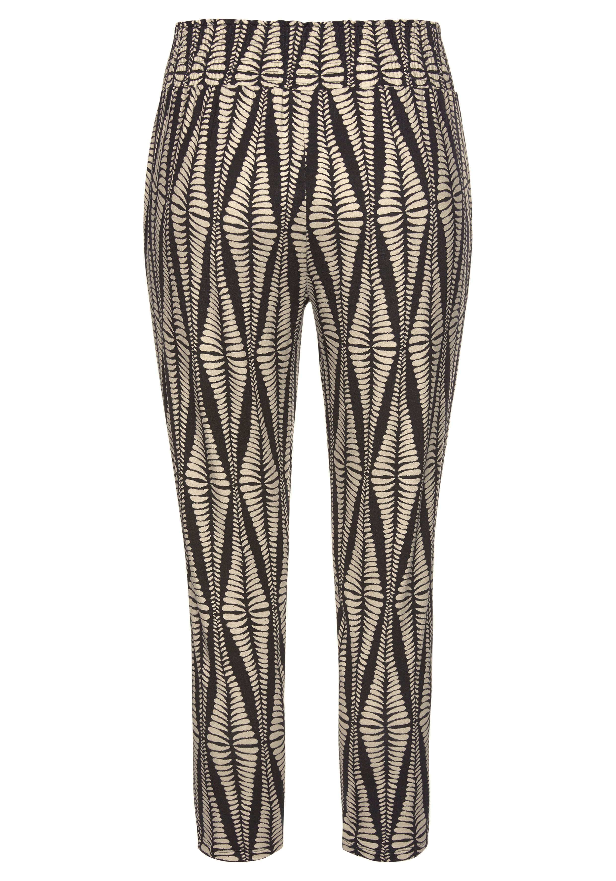 Lascana 7/8-broek met brede tailleband en all-over print, lichtgewicht jersey broek, zomerbroek