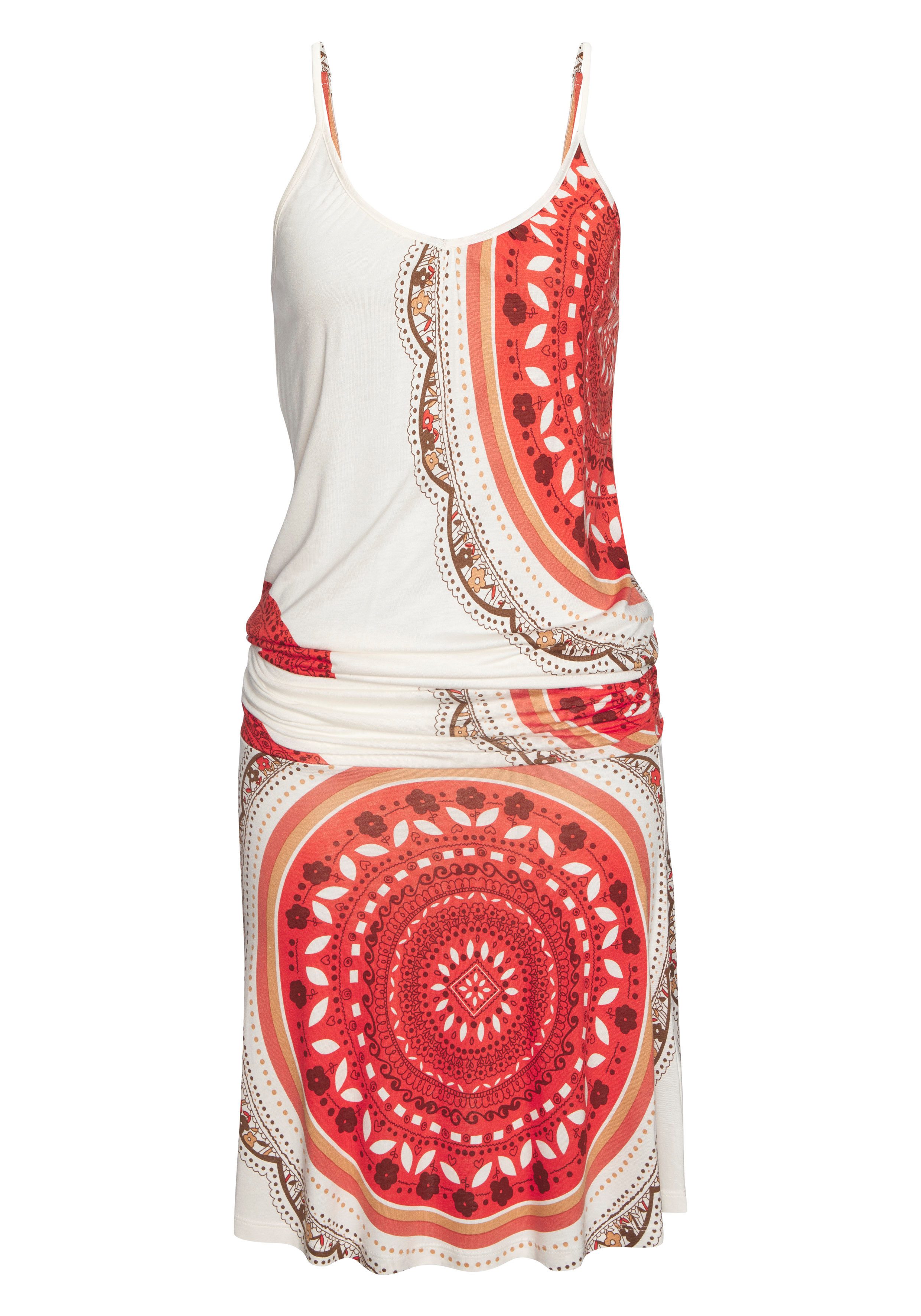 Beachtime Strandjurk met all-over print en verstelbare bandjes, zomerjurk, jersey jurk