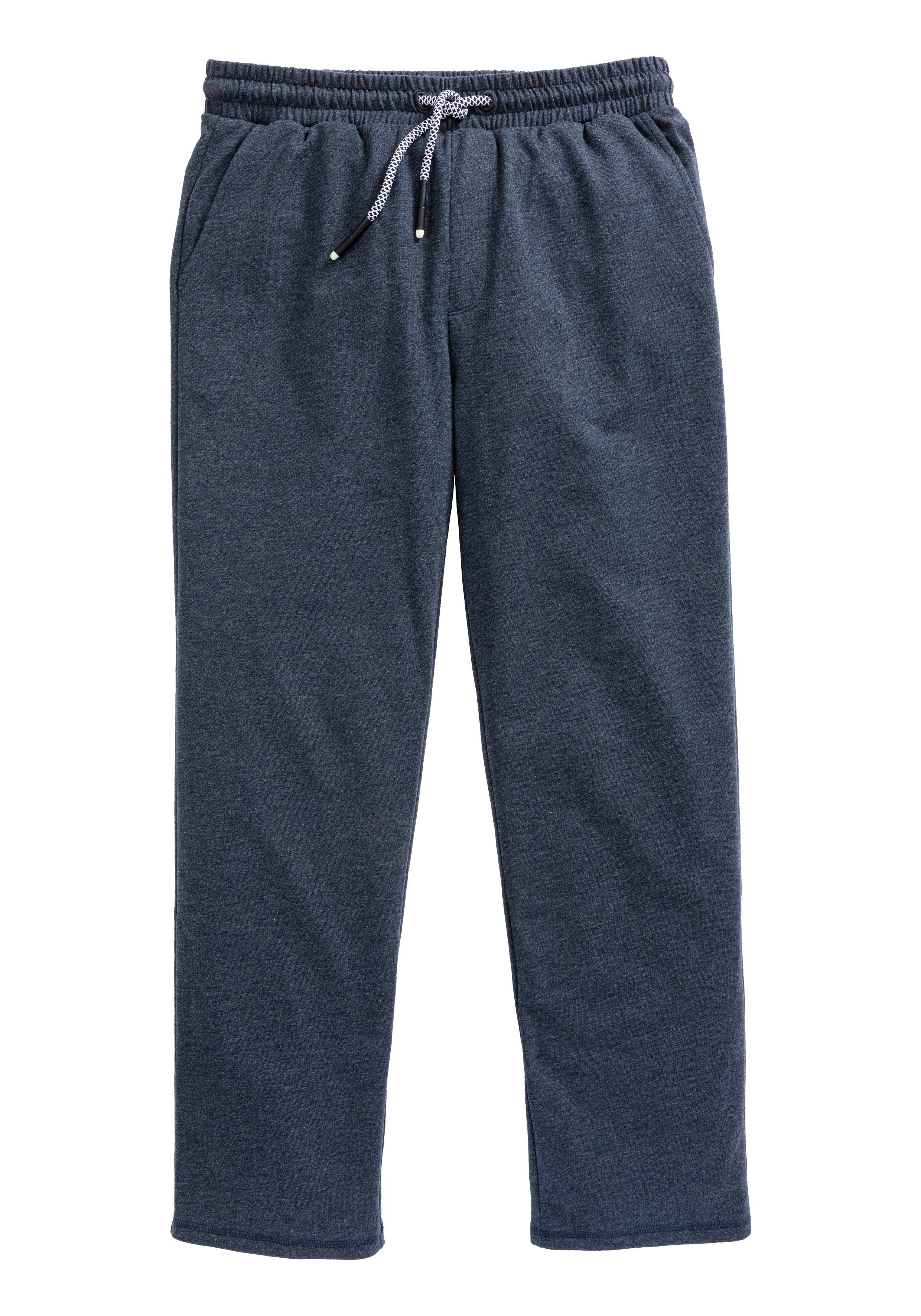 John Devin Sweatbroek in melange-look van katoenmix heren maat XXL blauw