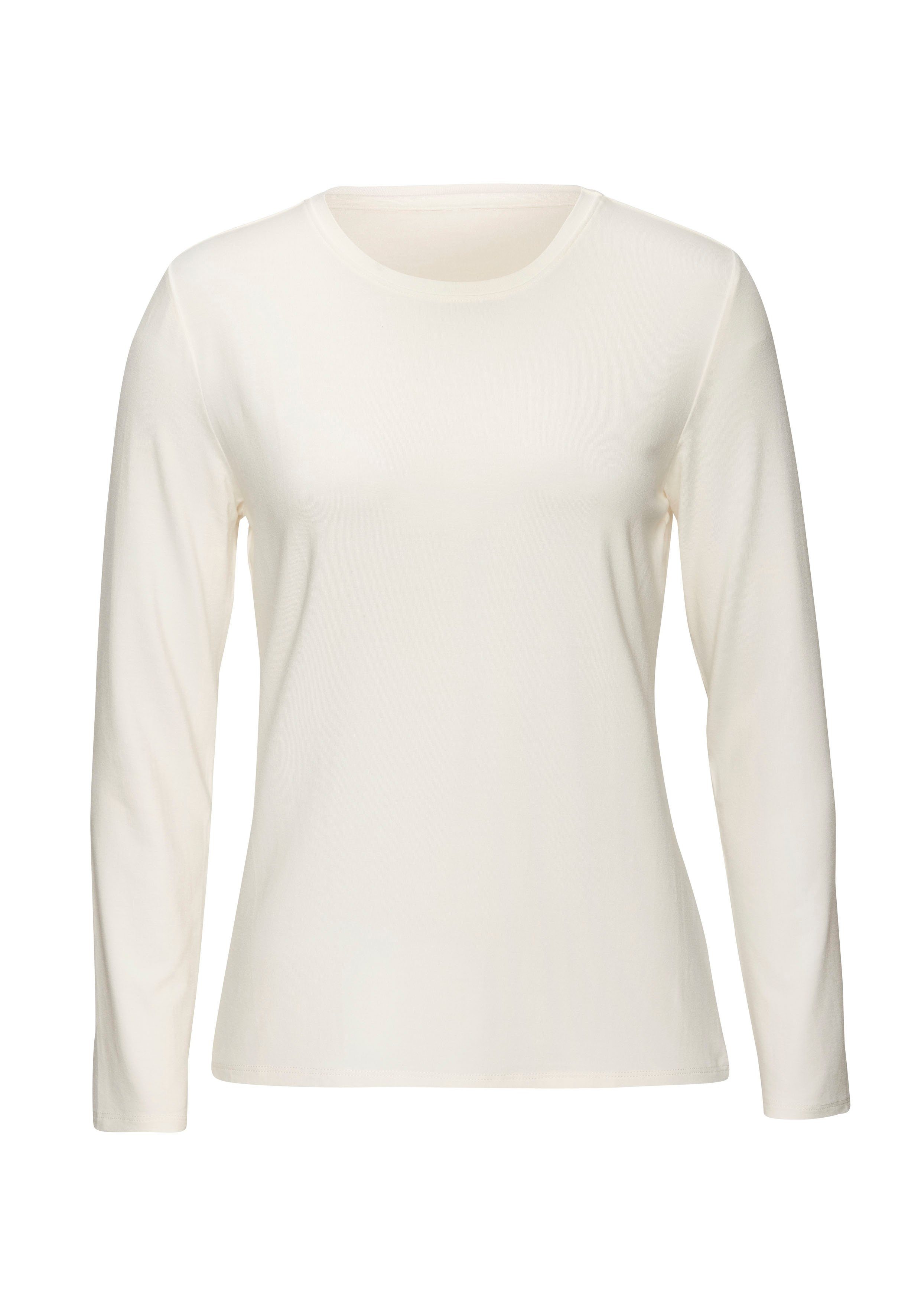 Lascana Shirt met lange mouwen Van zachte viscose-stretch van zachte viscosekwaliteit shirts maat 40/42 wit