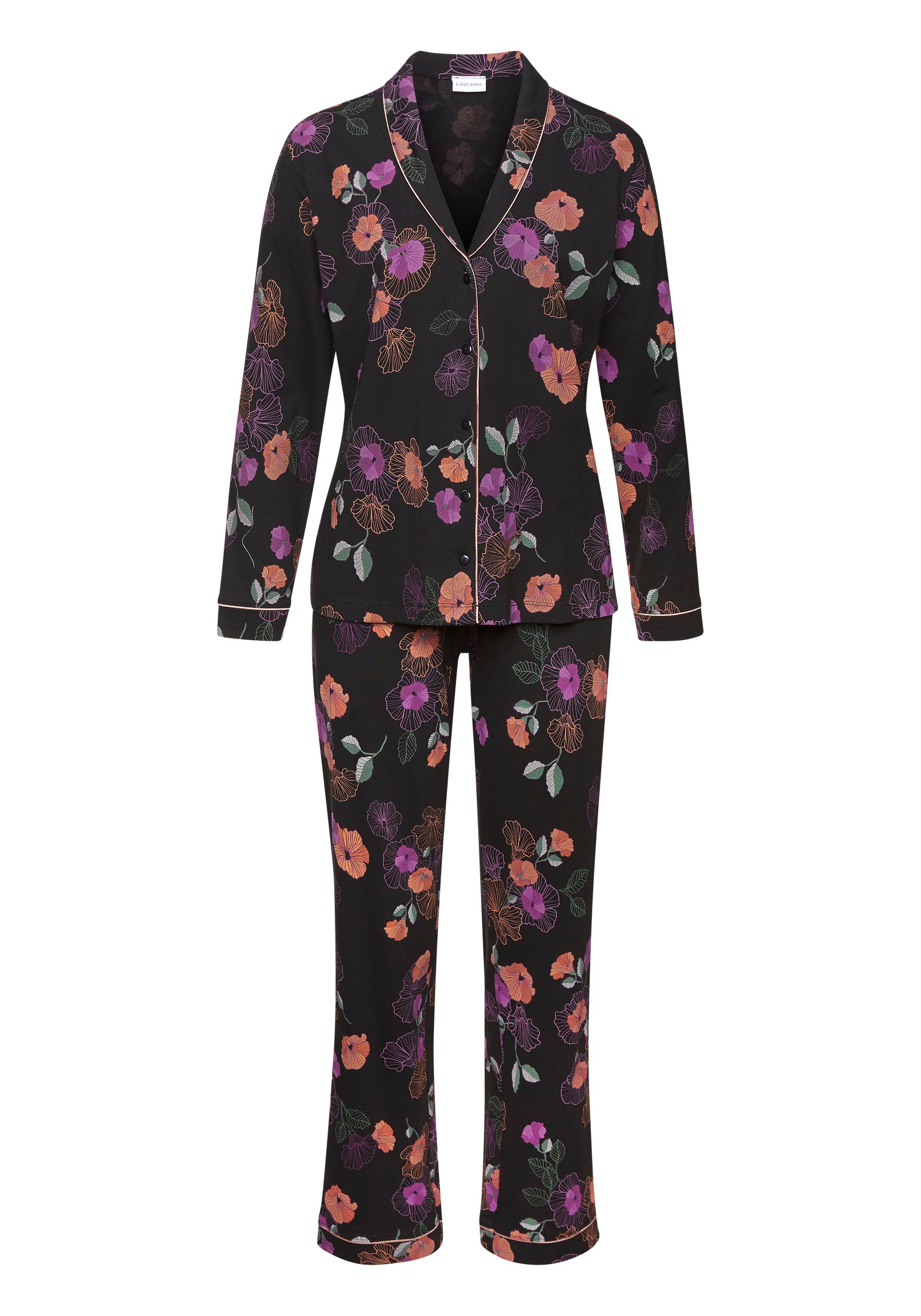 Vivance Dreams Pyjama met bloemdessin (2-delig) pyjama's maat 32/34 zwart