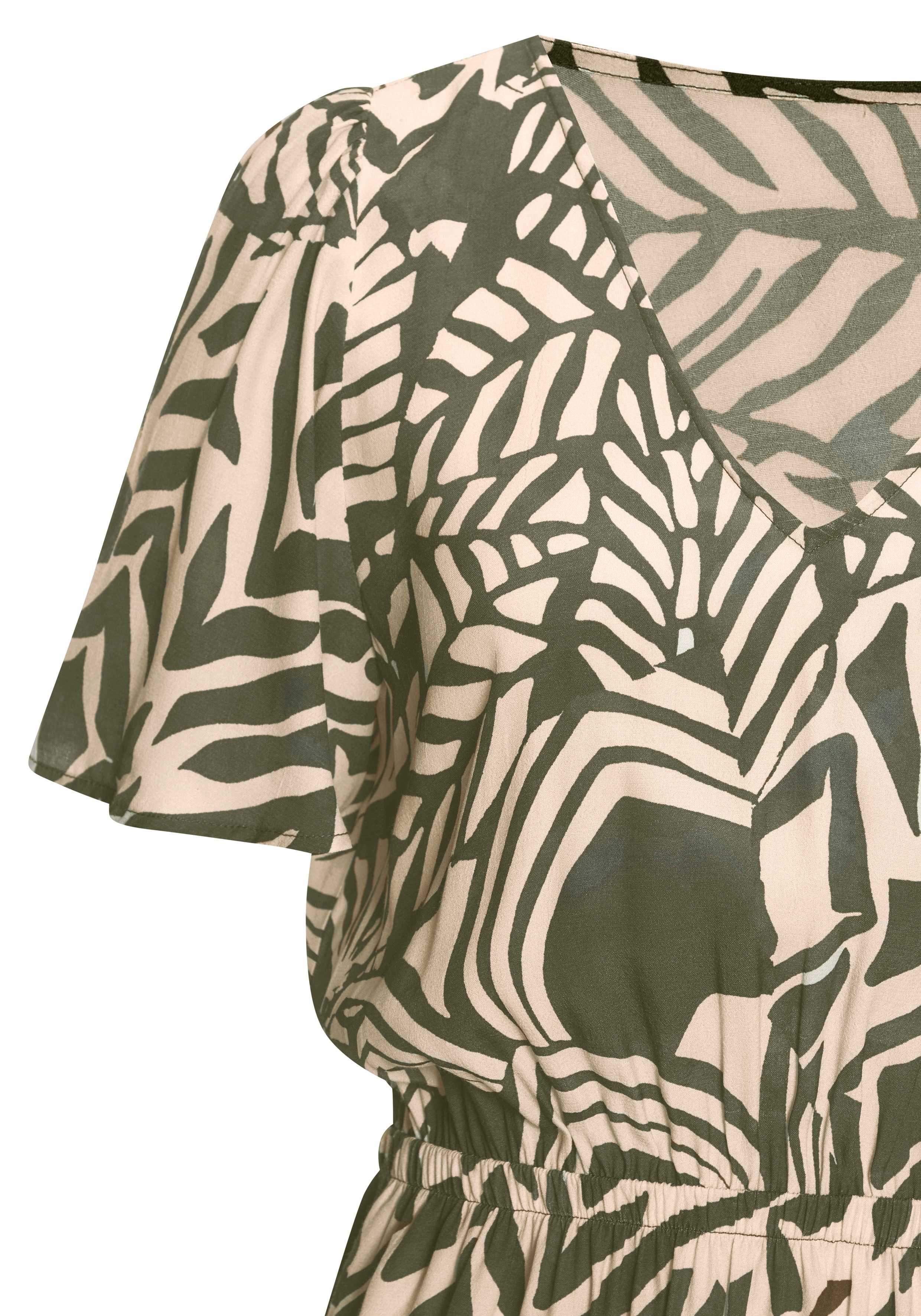 Lascana Zomerjurk met alloverprint, vleugel mouwen, zomerjurk, geweven stof