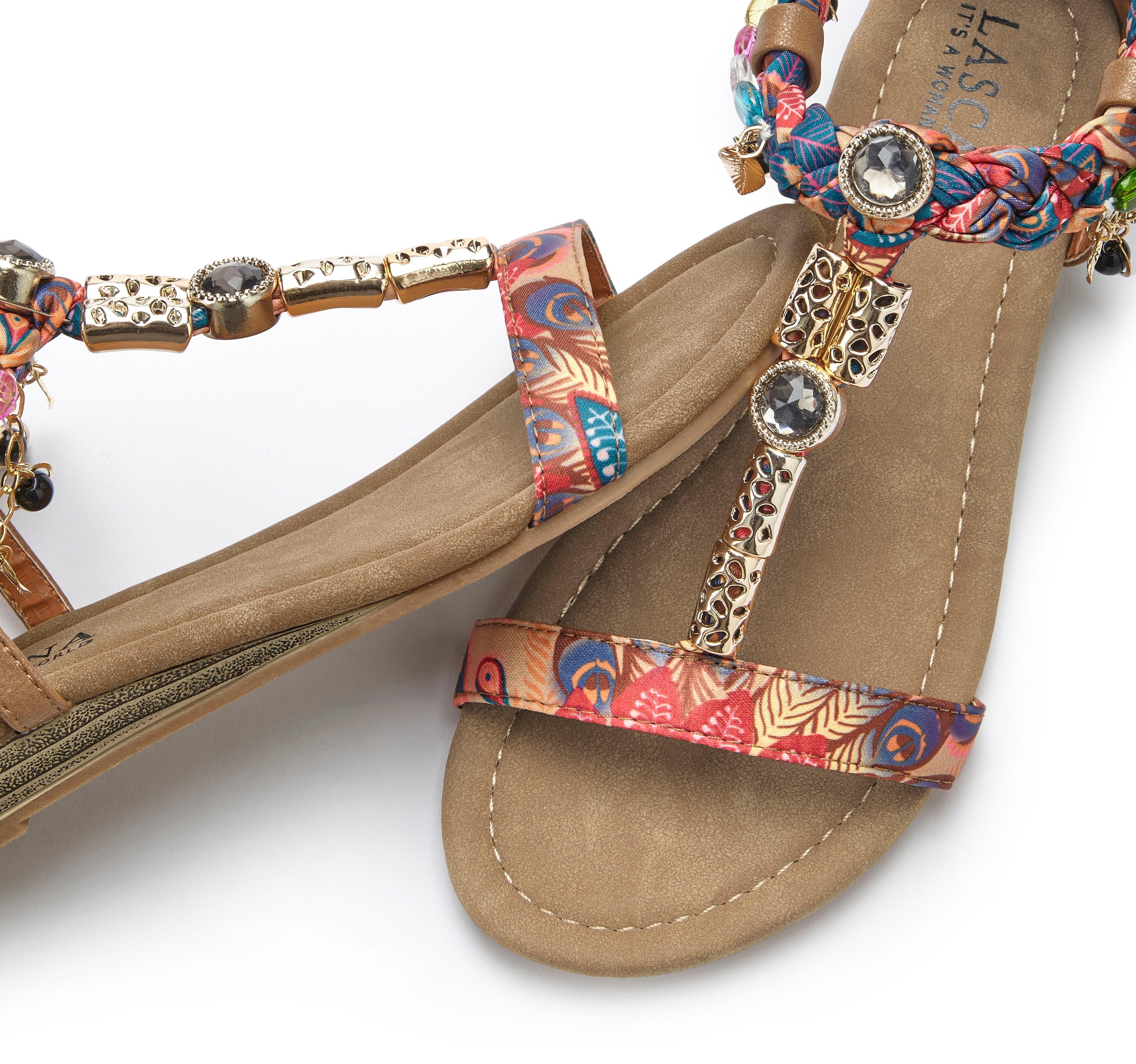 Lascana Sandalen Zomerschoen Sandalette, zomerschoen met sierketting en sierstenen VEGAN