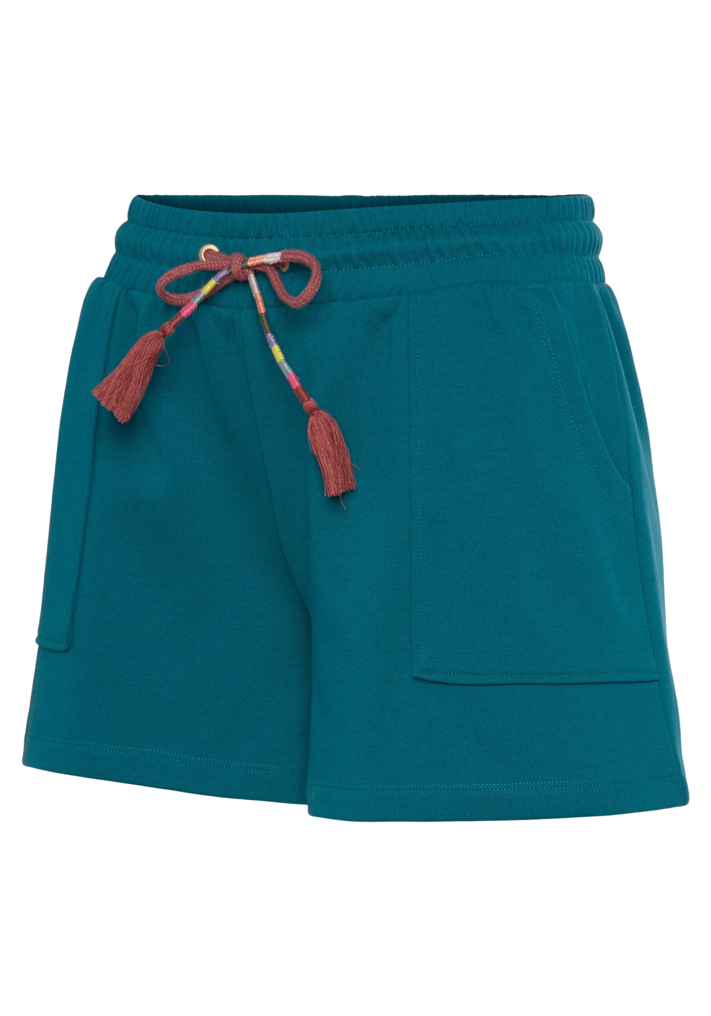 Vivance Sweatshort Korte broek met opgestikte zakken en contrastkoord, loungewear