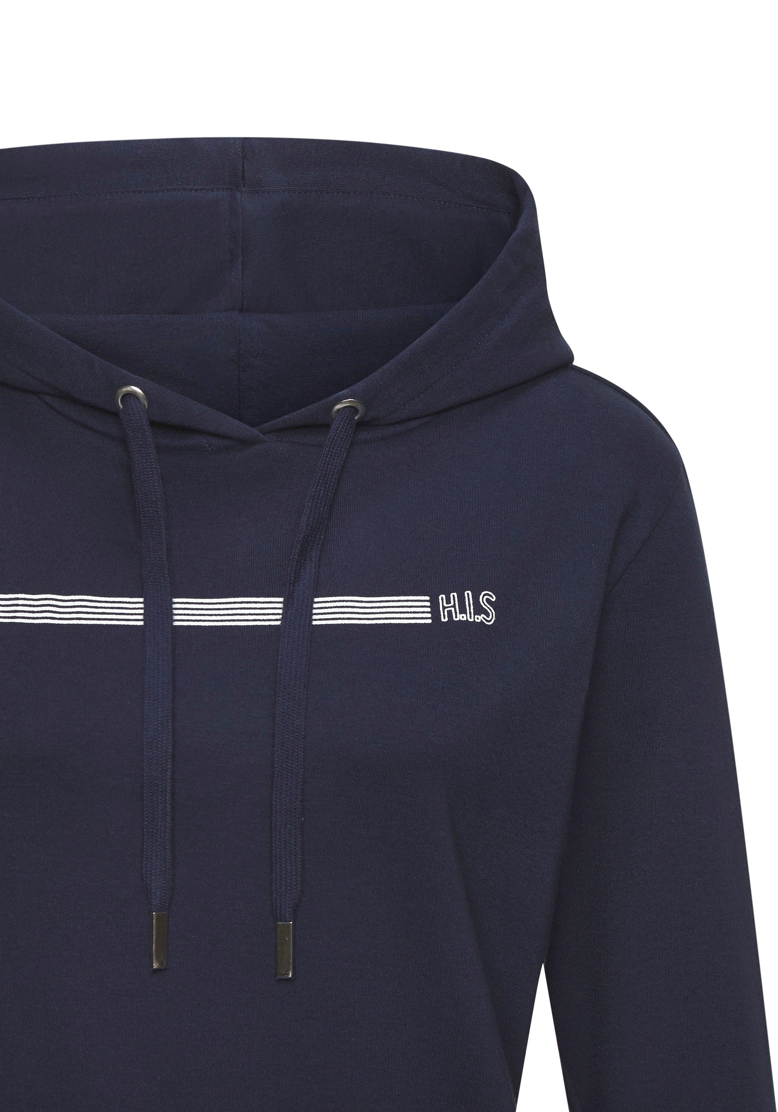 H.I.S Hoodie met kangoeroe zak en streepdru print