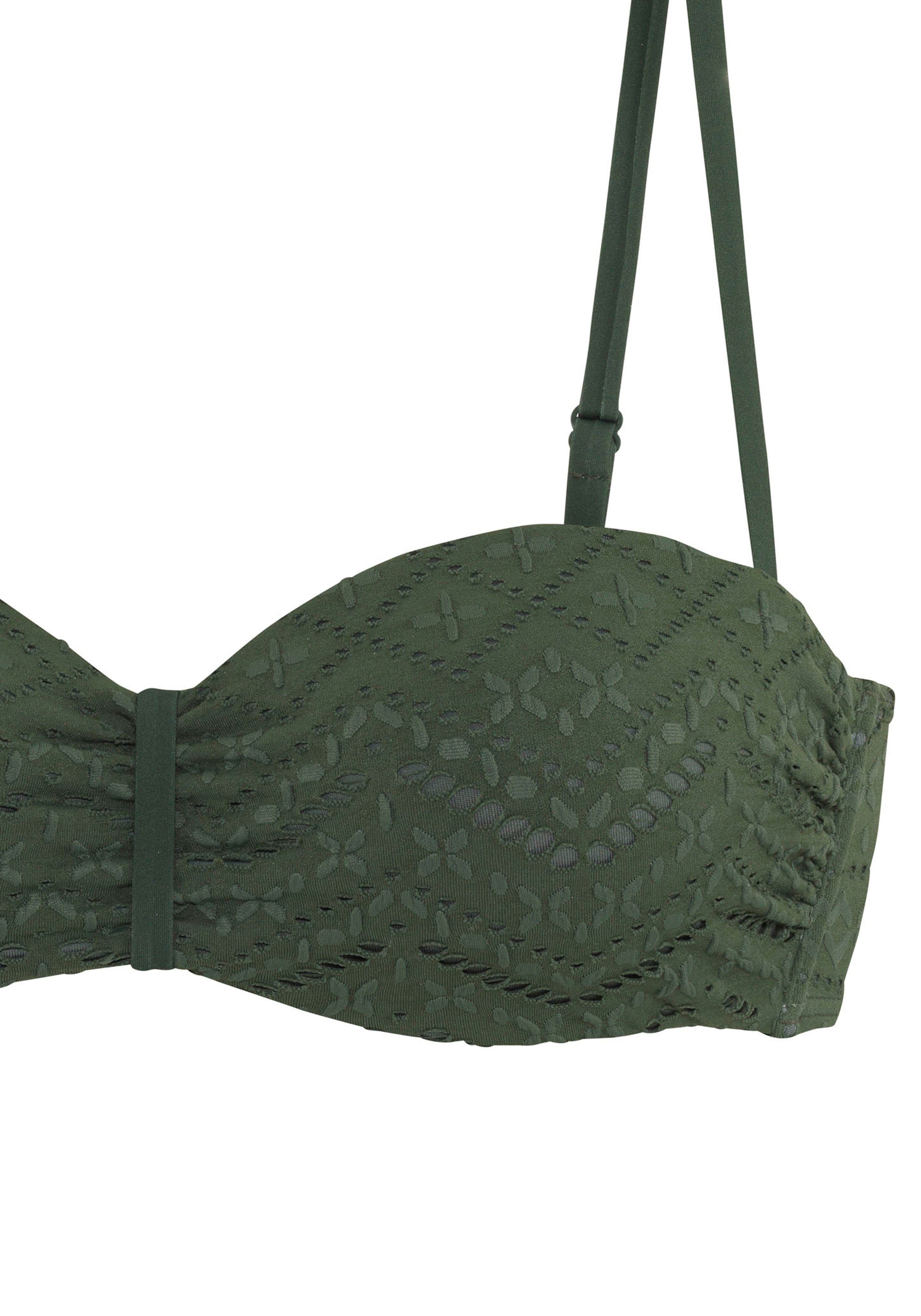 Lascana Beugelbandeau bikinitop Omara met broderie anglaise