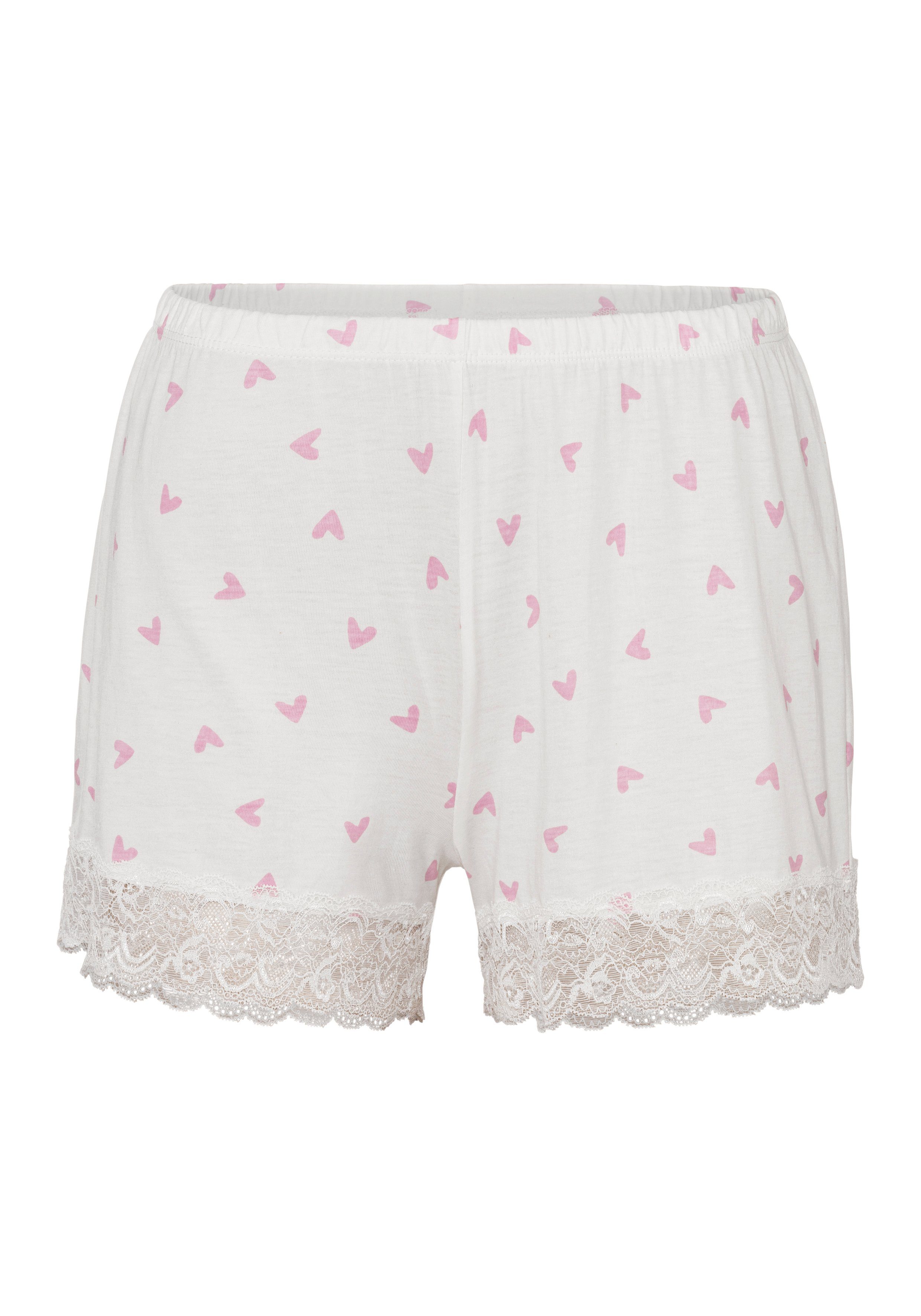s.Oliver RED LABEL Beachwear Shortama met mooie kantdetails (2-delig)