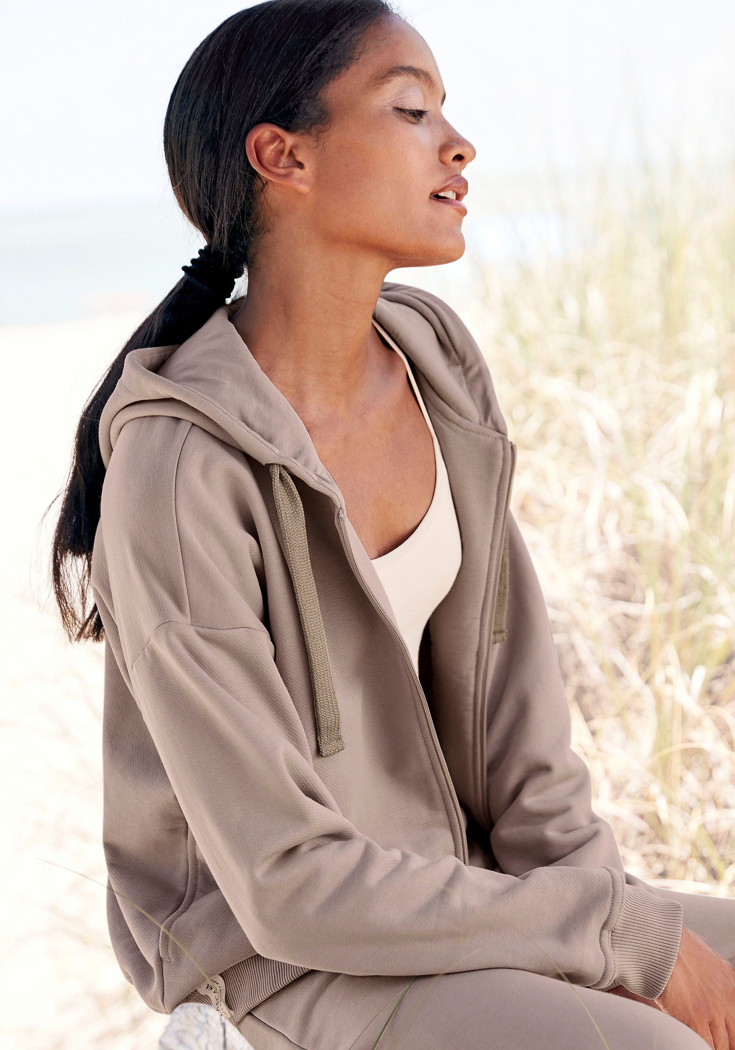 Lascana Sweatvest -lounge jas van biologische katoen, loungewear