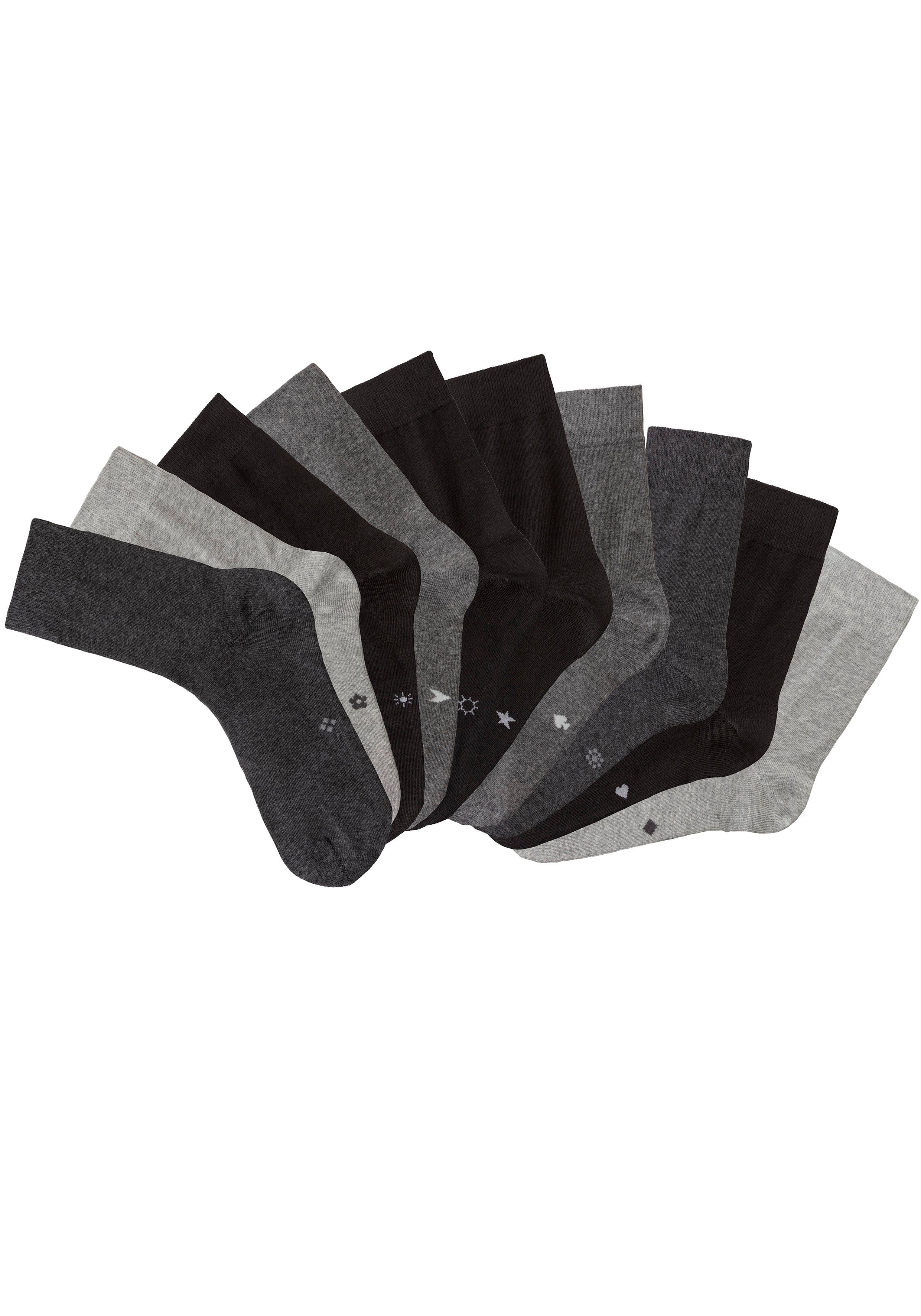 H.I.S Basic sokken met ingebreide symbolen (set, 10 paar)