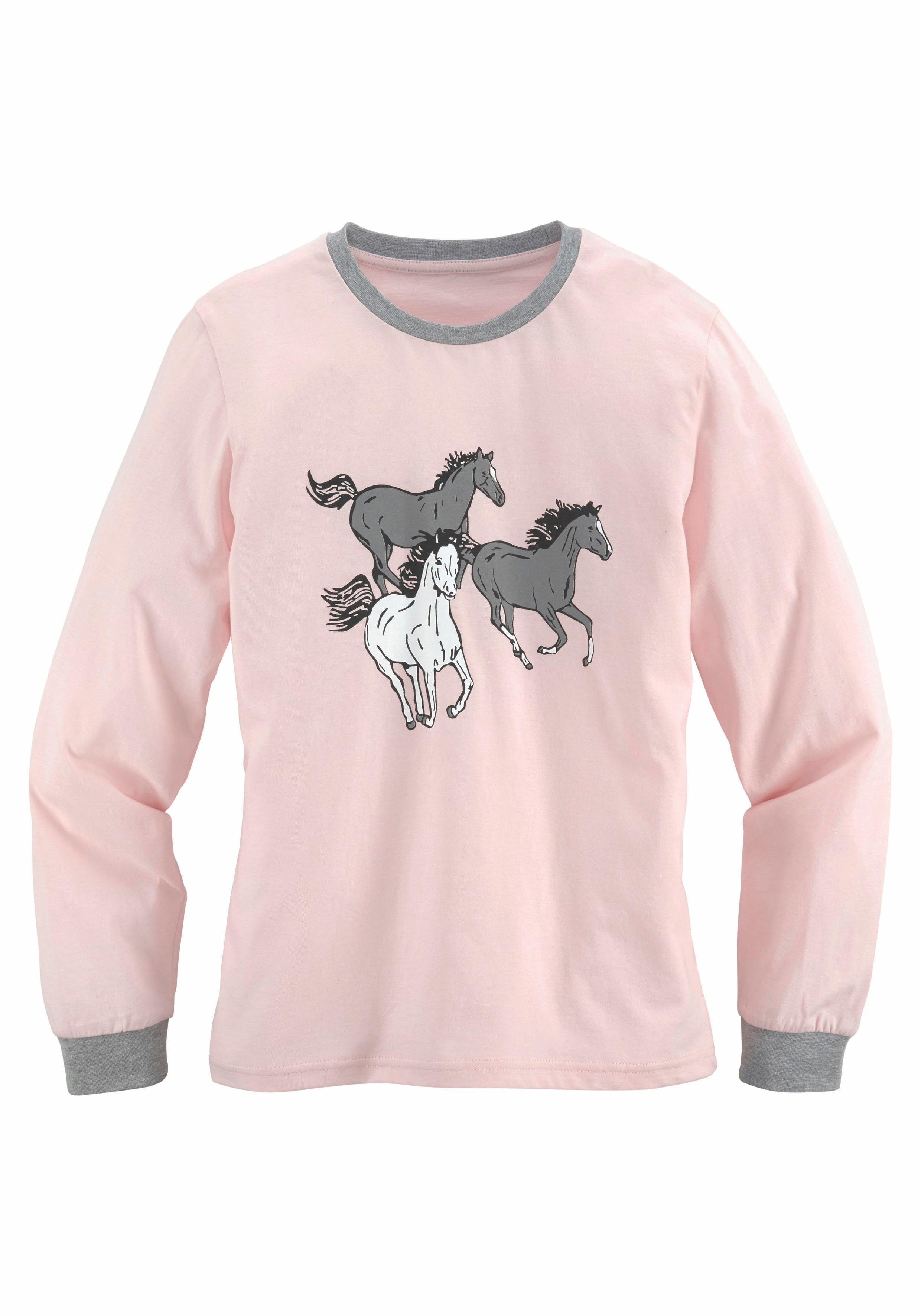 Petite fleur Pyjama in een lang model met paardenprint (2-delig, 1 stuk)