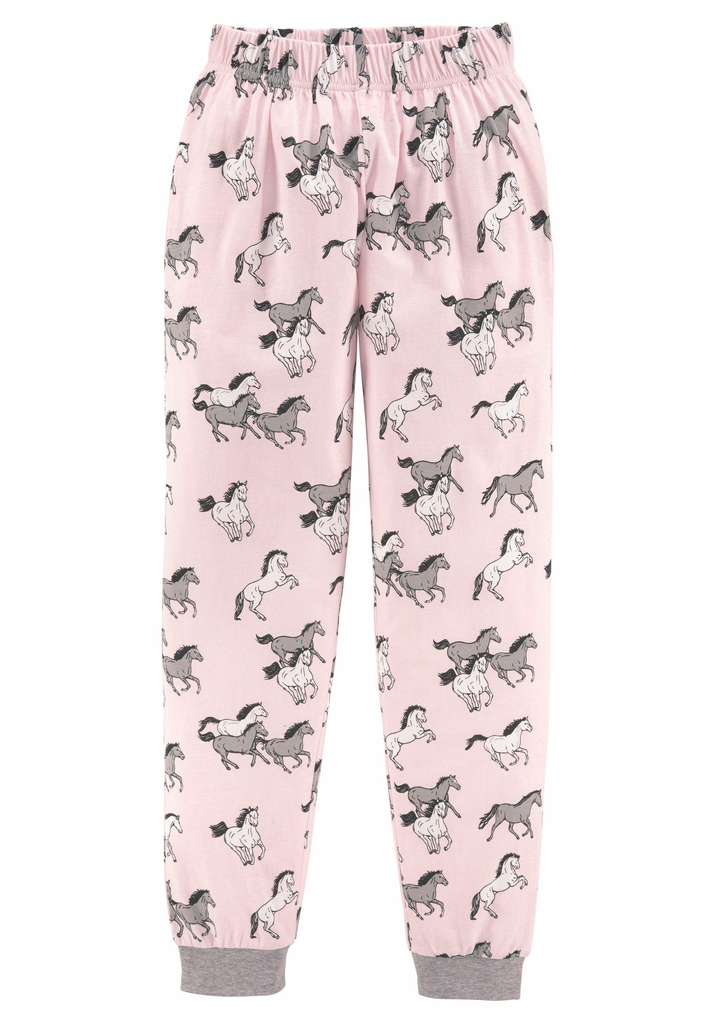 Petite fleur Pyjama in een lang model met paardenprint (2-delig, 1 stuk)