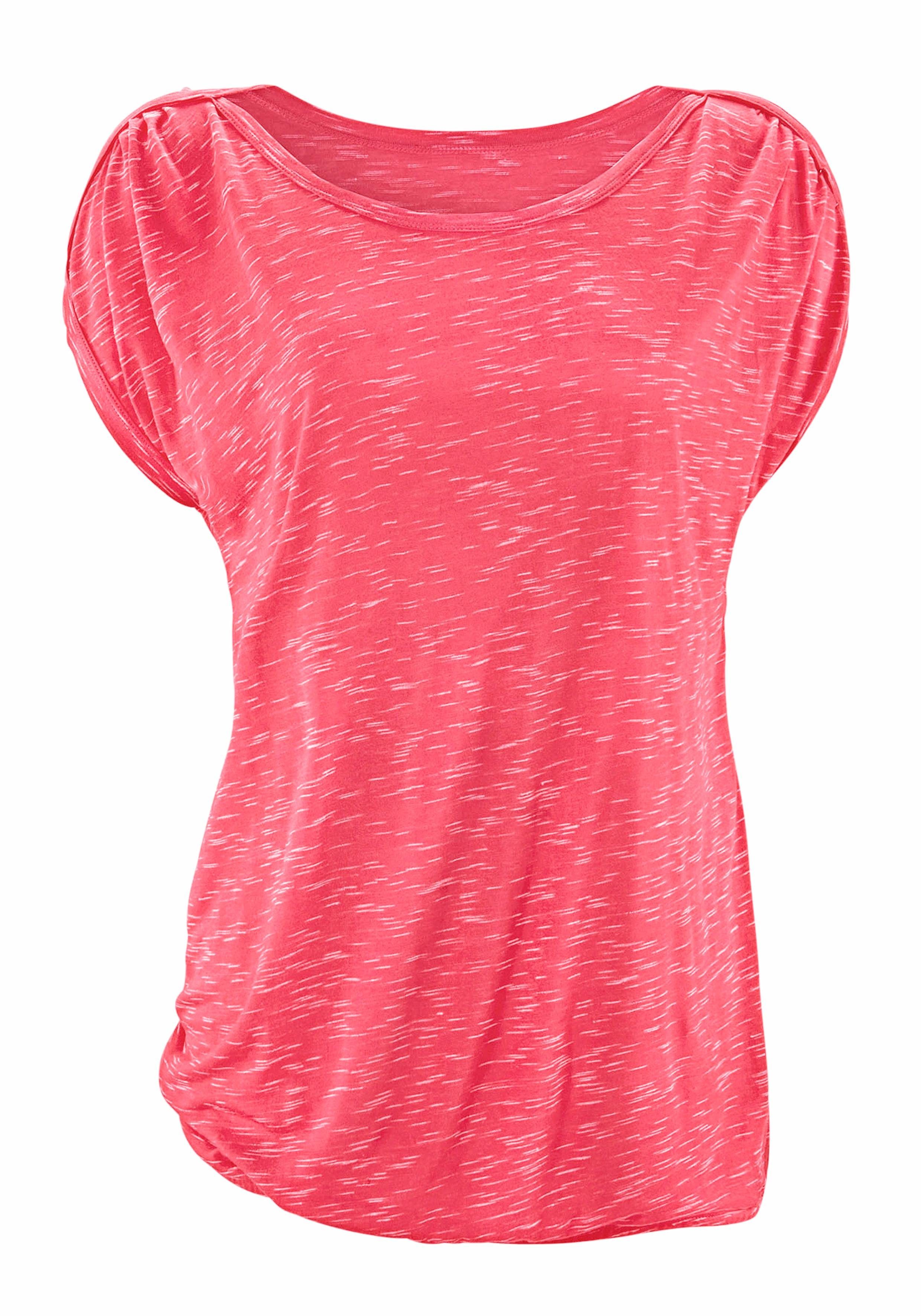 Lascana Shirt met korte mouwen Met schouderrimpeling van zachte viscosekwaliteit shirts maat 36/38 rood