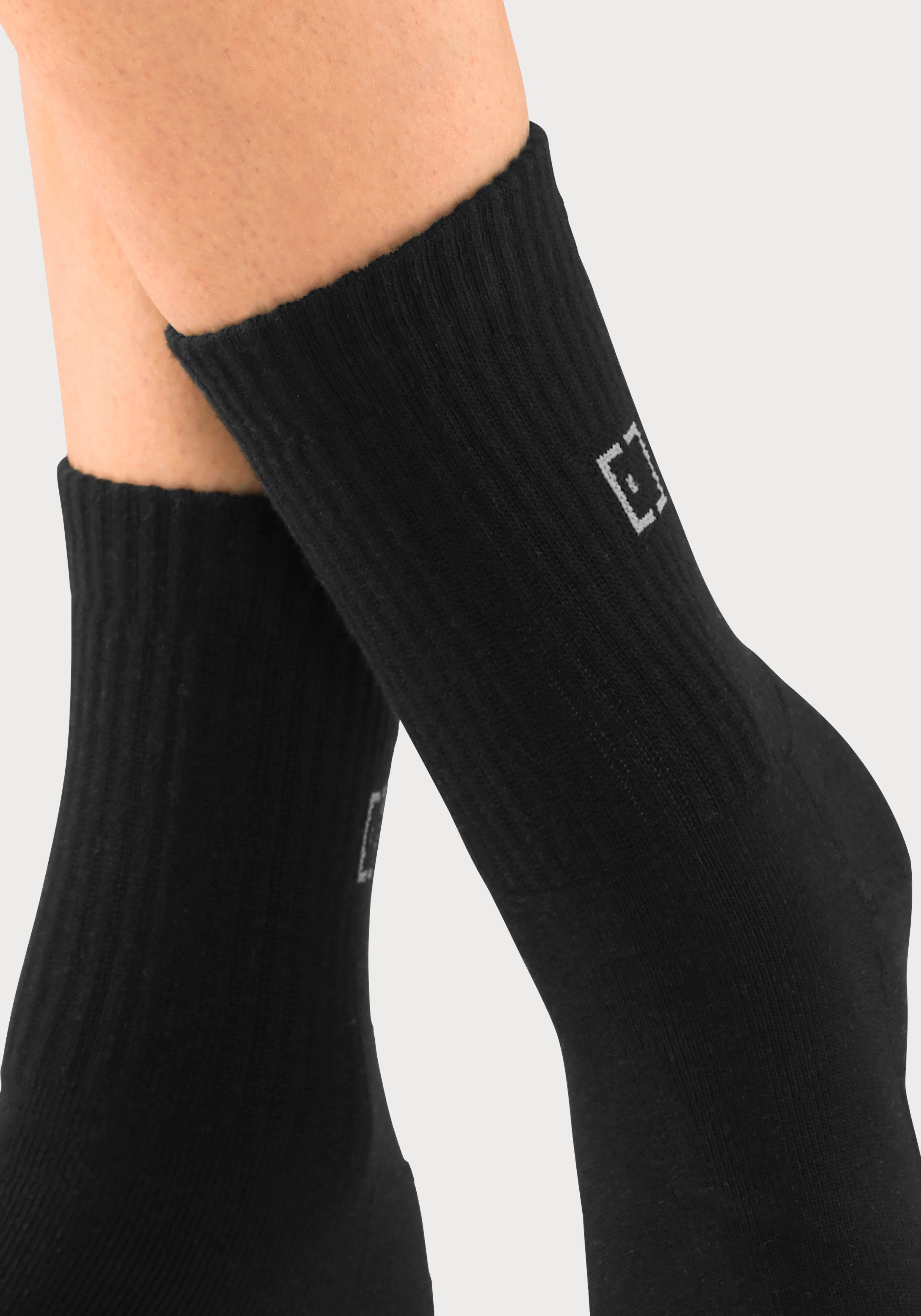 Elbsand Sokken met frotté en gebreid merklogo (set, 3 paar)