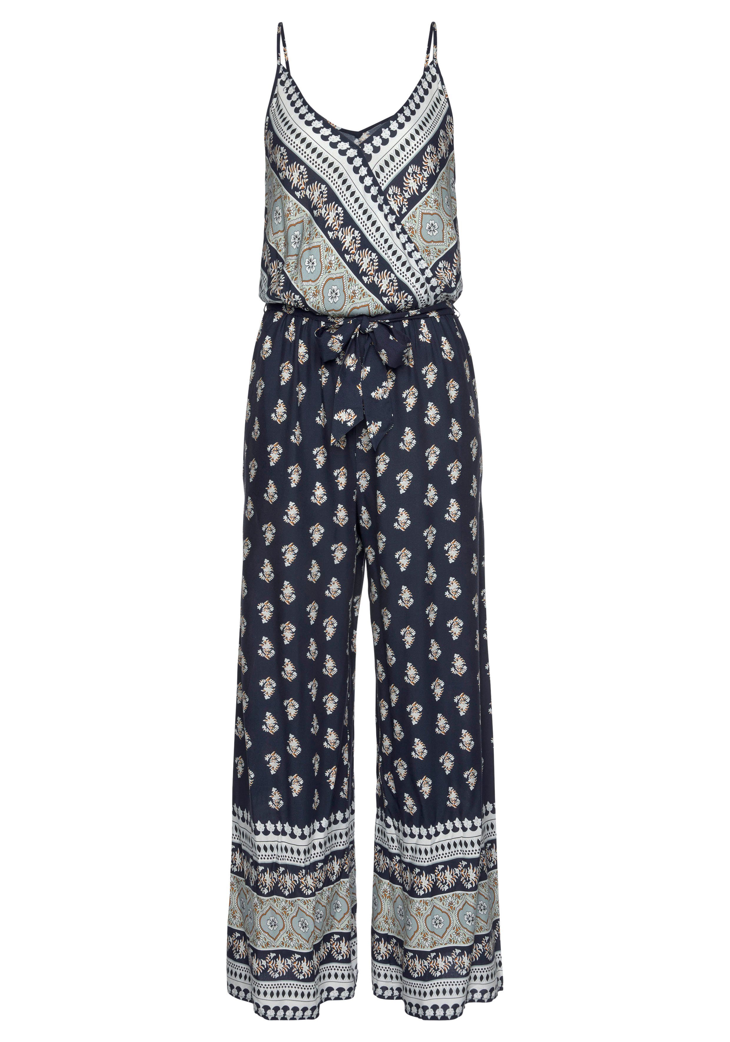 Vivance Jumpsuit met boorddruk en zakken, zomerse jumpsuit, wijde pijpen