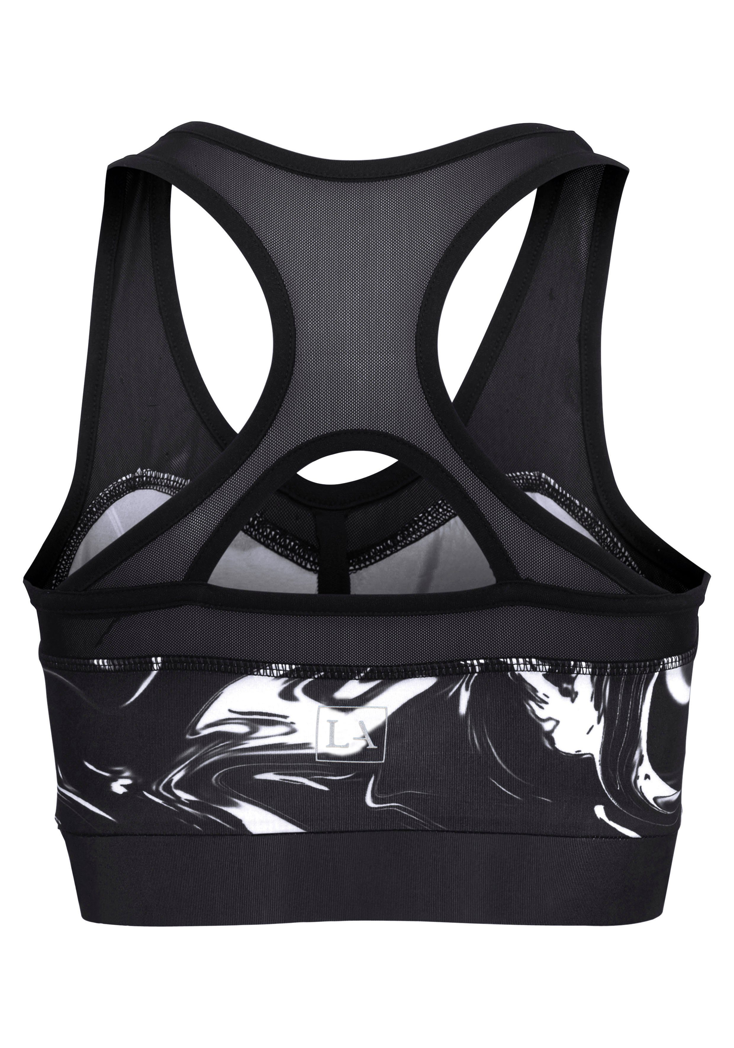active by Lascana Functioneel shirt Black Marble Sporttop met racerback en mesh