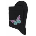 h.i.s sokken met vlinder- en vogelmotieven (7 paar) zwart