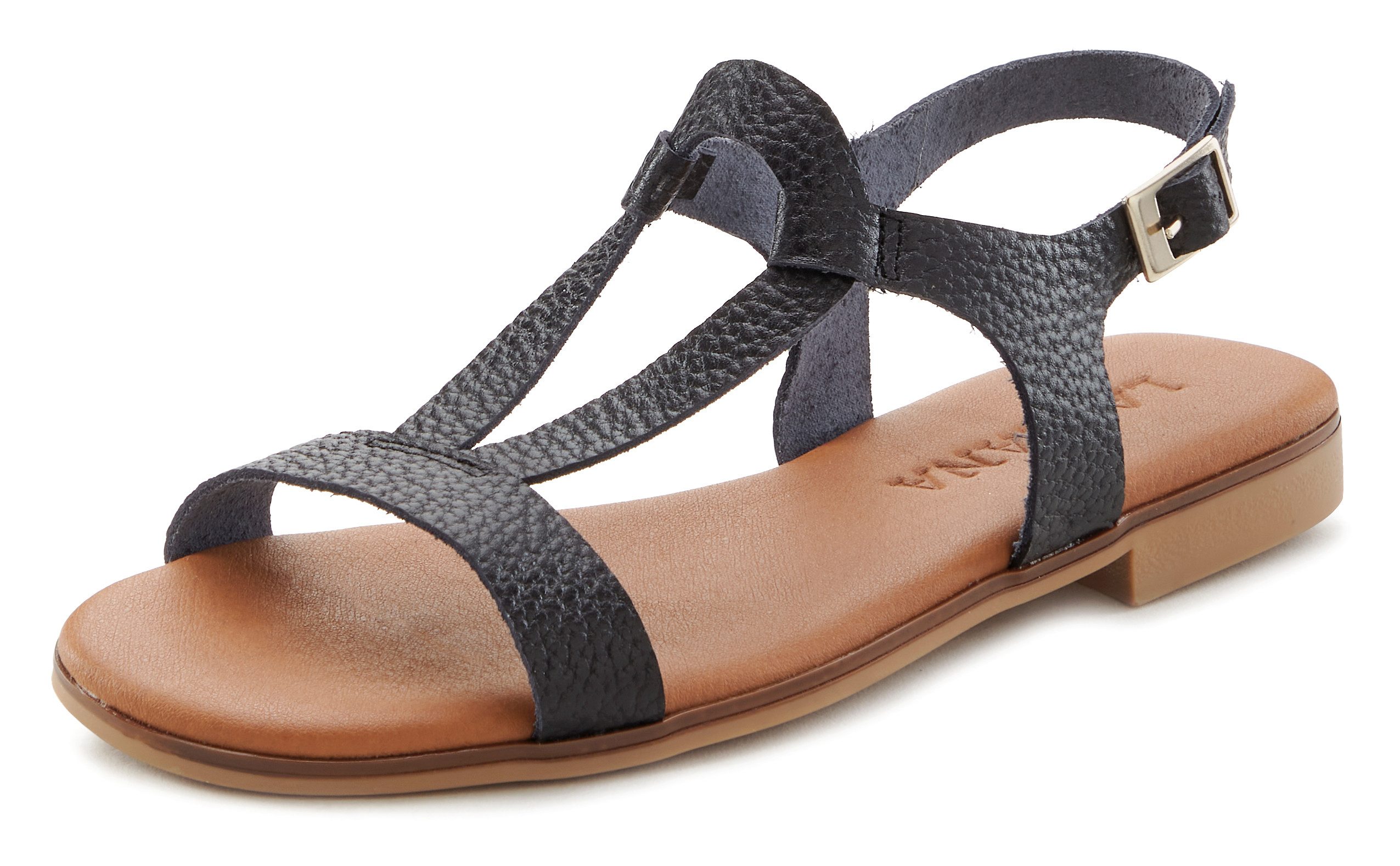 Lascana Sandalen Zomerschoen Sandalette, zomerschoen van hoogwaardig leer in metallic-look