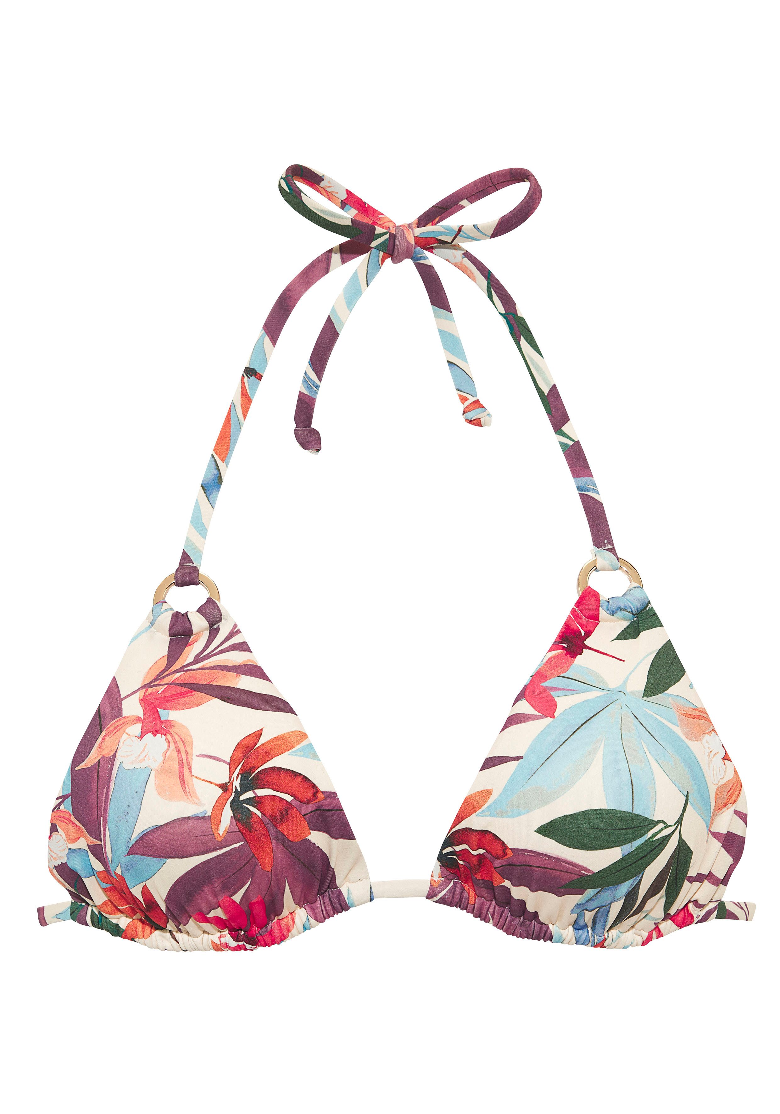 Lascana Triangel-bikinitop Imani met zomerse bladerenprint