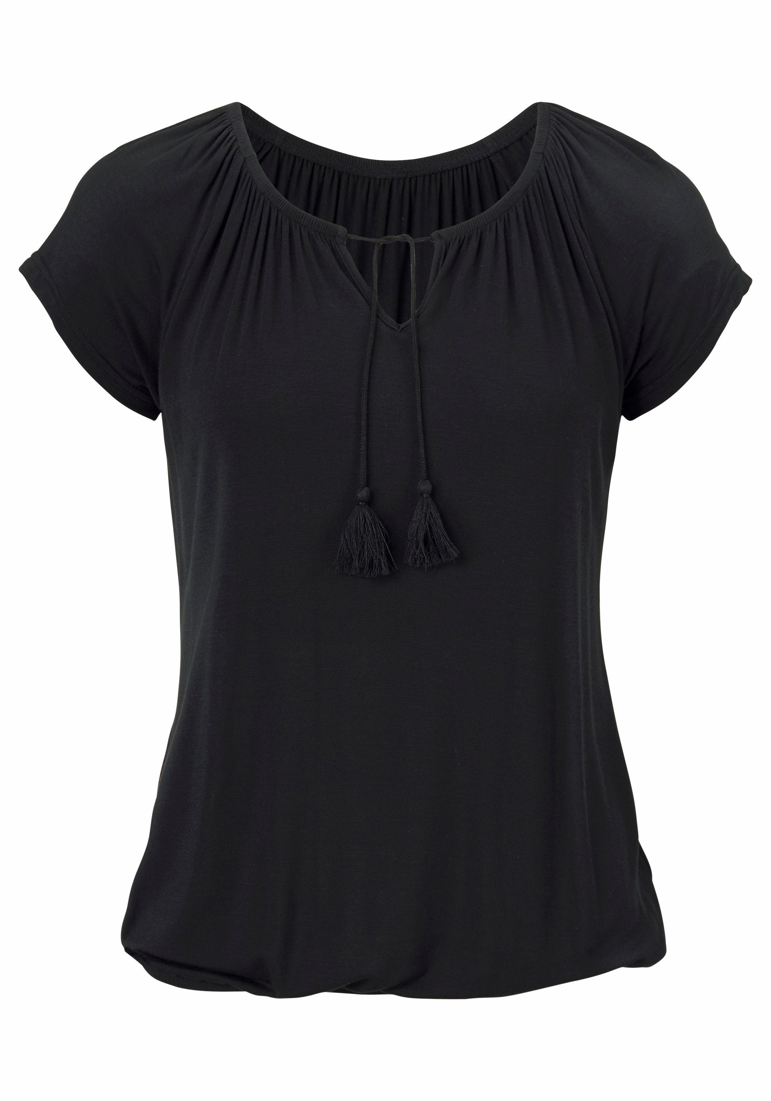 Vivance Shirt met korte mouwen Met iets aangerimpelde hals (Set van 2)