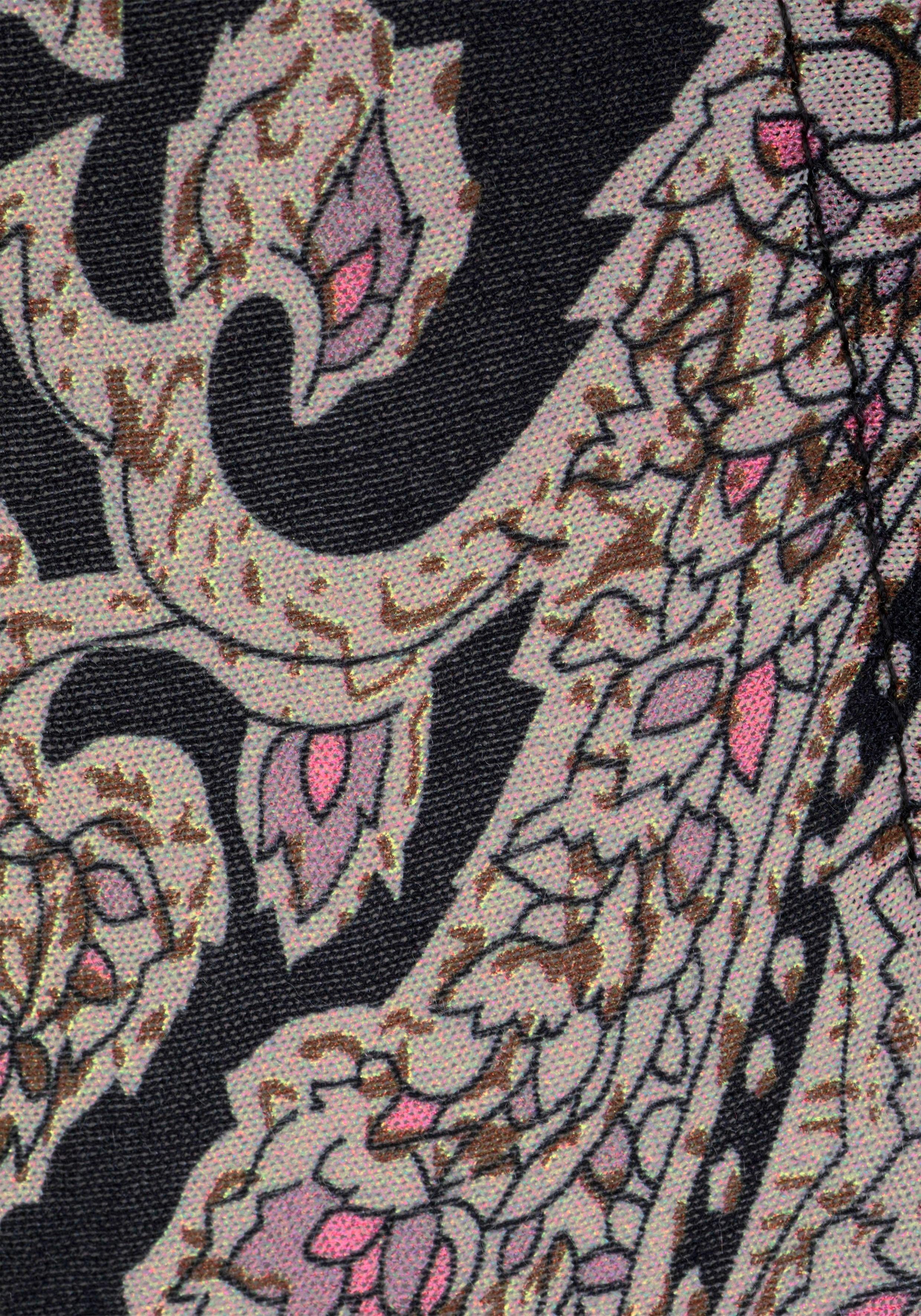 Lascana Jerseyjurk met print op de boorden en bandjes bij de halslijn, zomerjurk