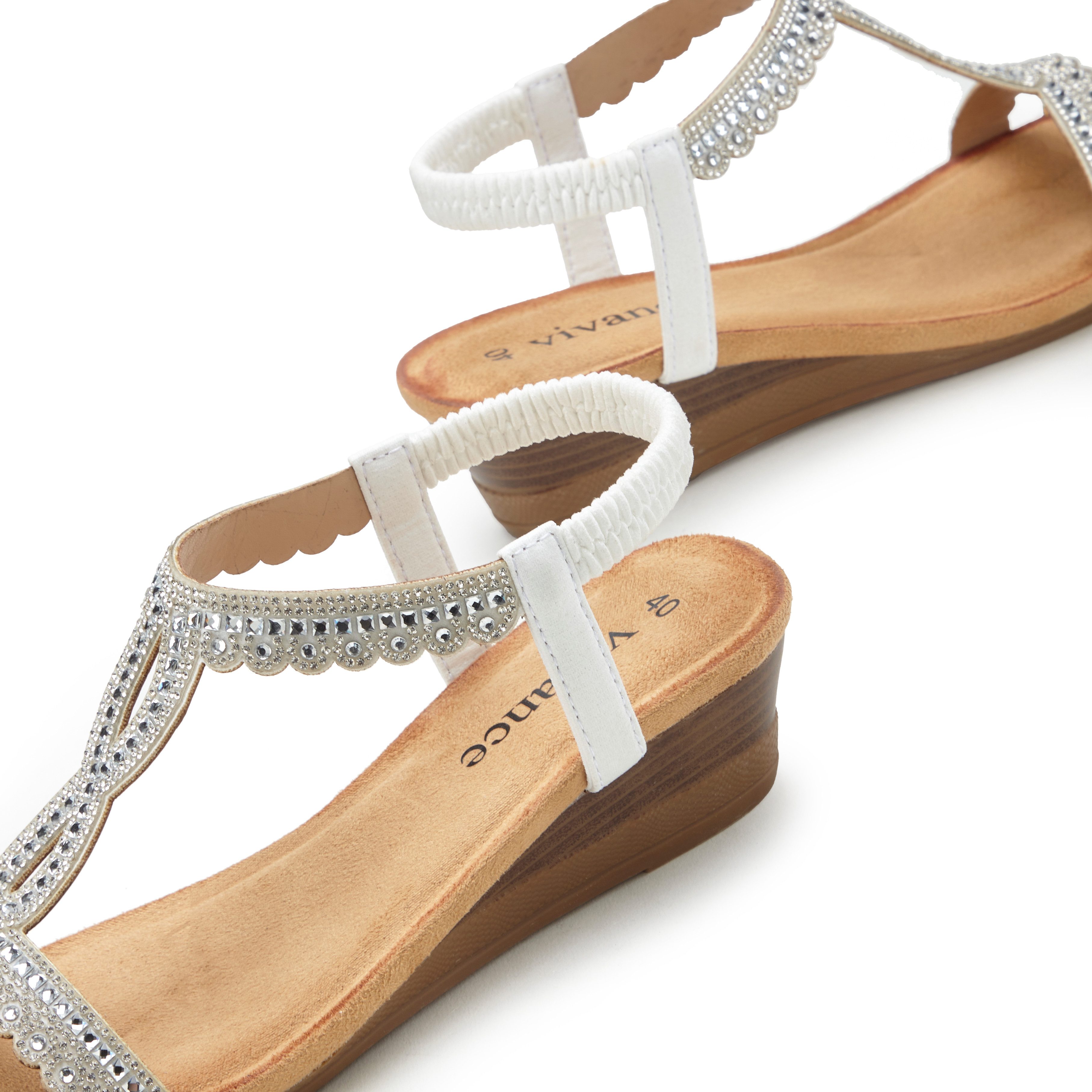 Vivance Sandaaltjes Zomerschoen Sandaal, zomerschoen met glinsterdetails en elastische bandjes VEGAN