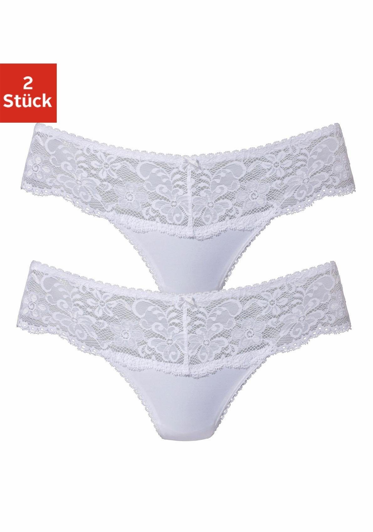 Nuance String Dessous met brede kantband (2 stuks) strings maat 32/34 wit