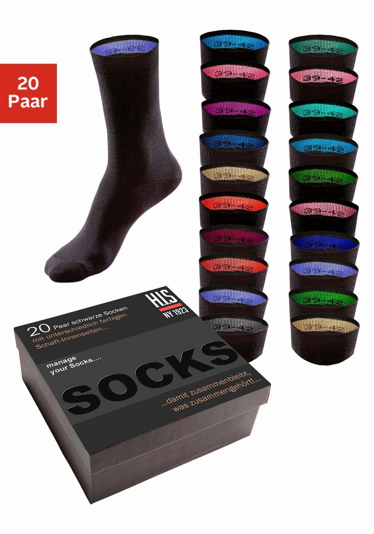 Schaken Duidelijk maken Scheiden H.I.S Sokken met gekleurde binnenboordjes (box, 20 paar) kopen? Shop bij |  LASCANA