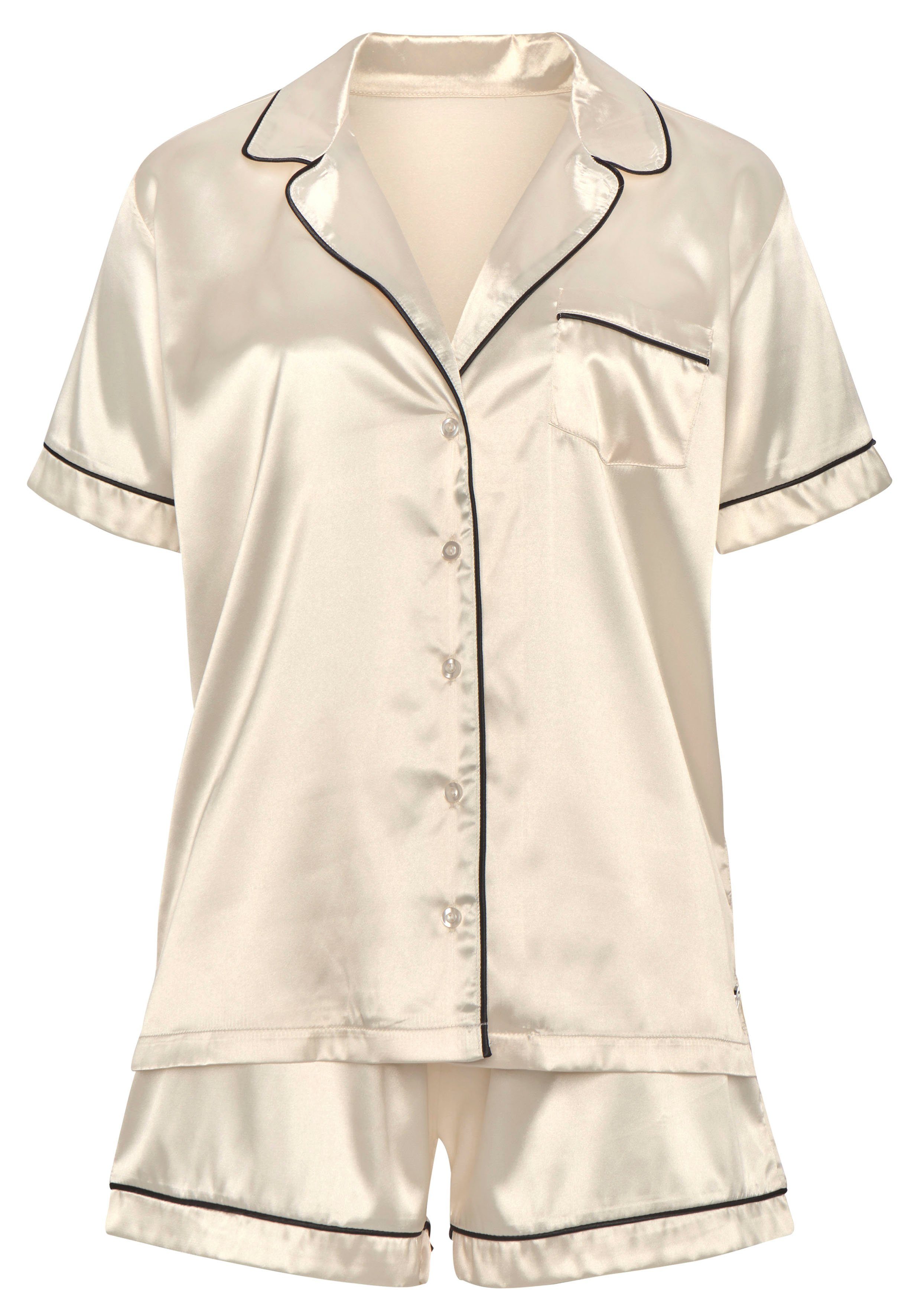 Bruno Banani Shortama met contrasterende paspel-details (2-delig, 1 stuk)